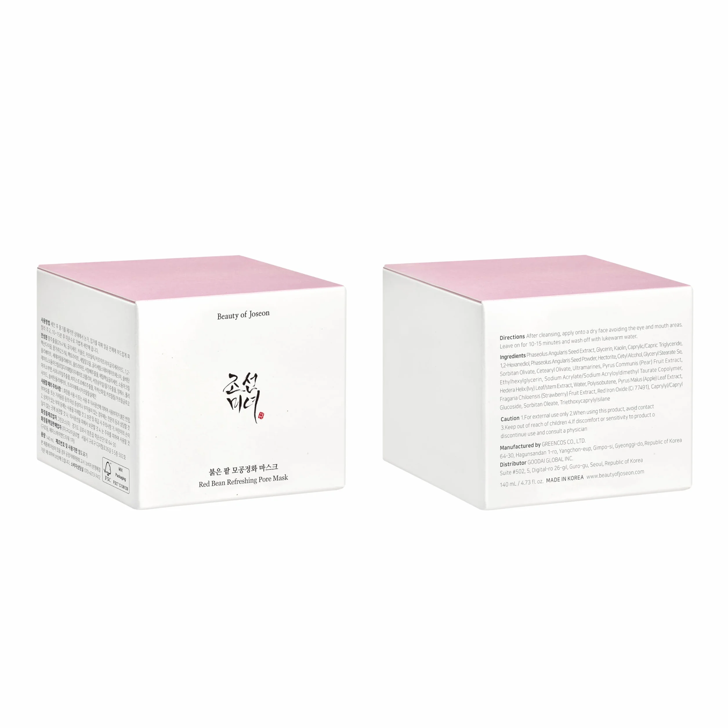 Beauty of Joseon Masque rafraîchissant pour les pores aux haricots rouges 140 ml