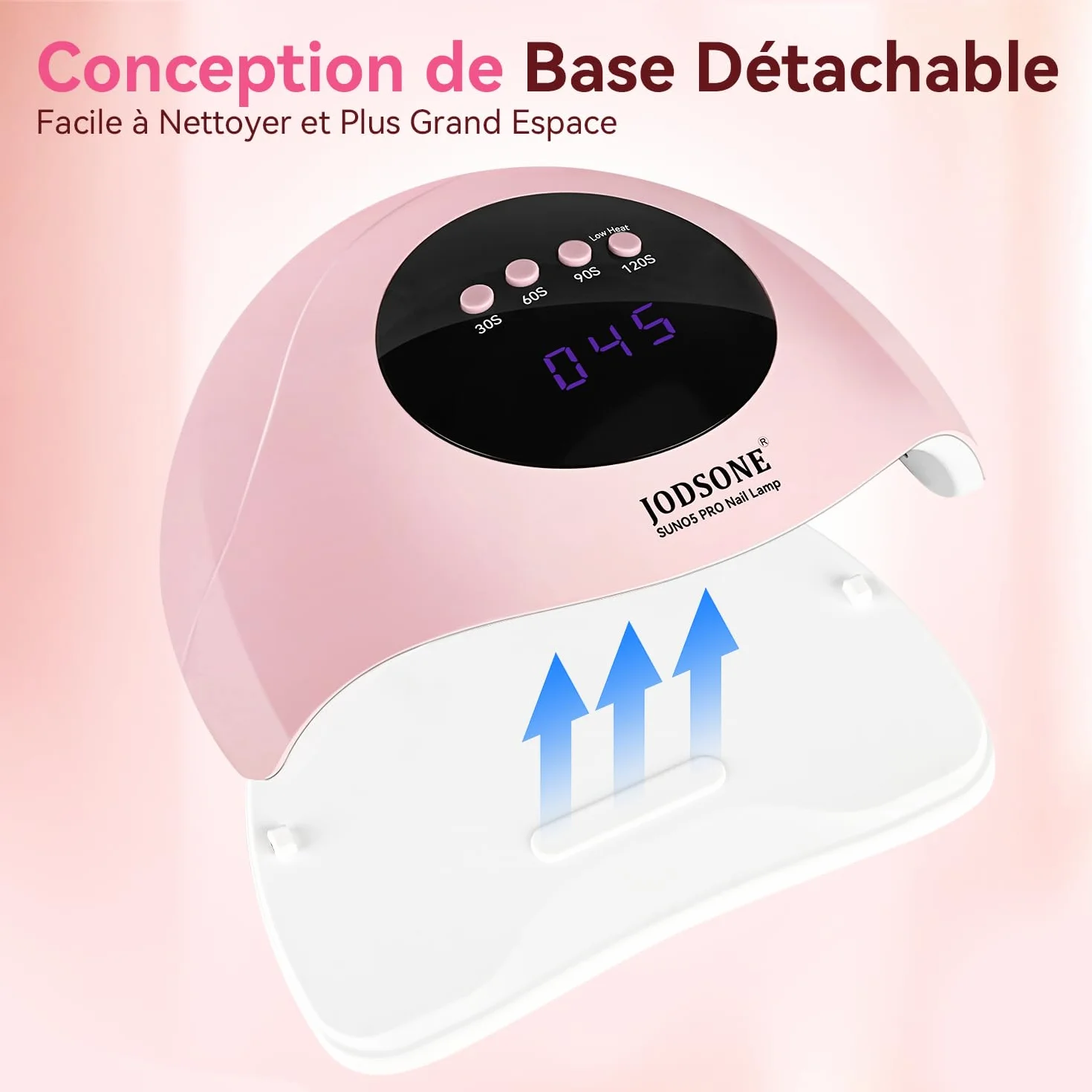JODSONE Lampe UV Ongles Gel, Lampe à Ongles UV/LED Double Source Lumineuse avec 4 Minuteries et Capteur Automatique, Séchage Rapide du Vernis Gel-Rose