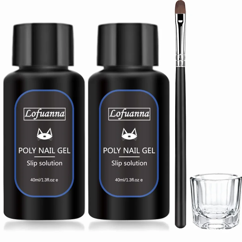 Kit solution de glissement poly gel professionnel 40 ml × 2 avec brosse à ongles et verre acrylique