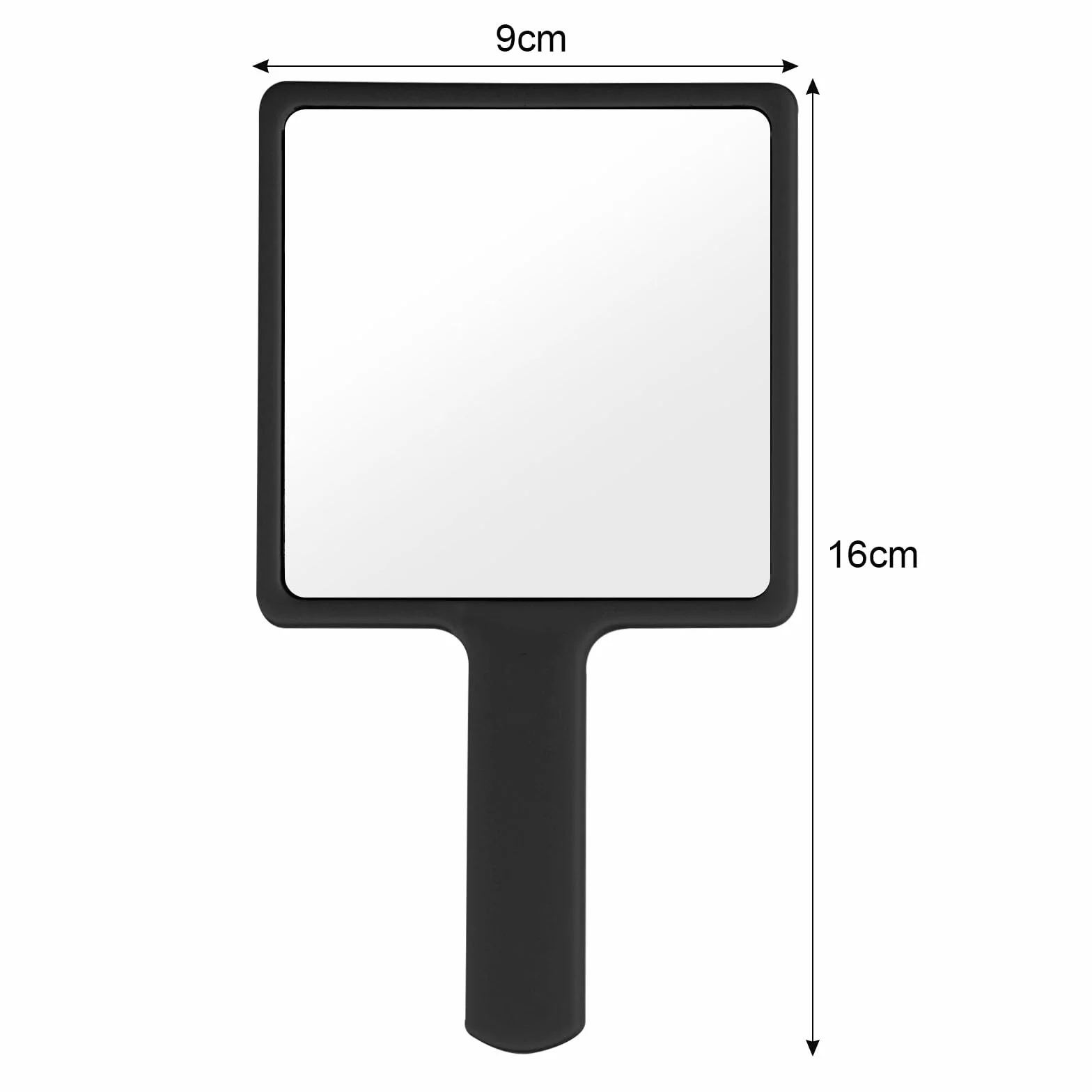 Miroir à main professionnel carré avec poignée pour rasage coiffure voyage noir