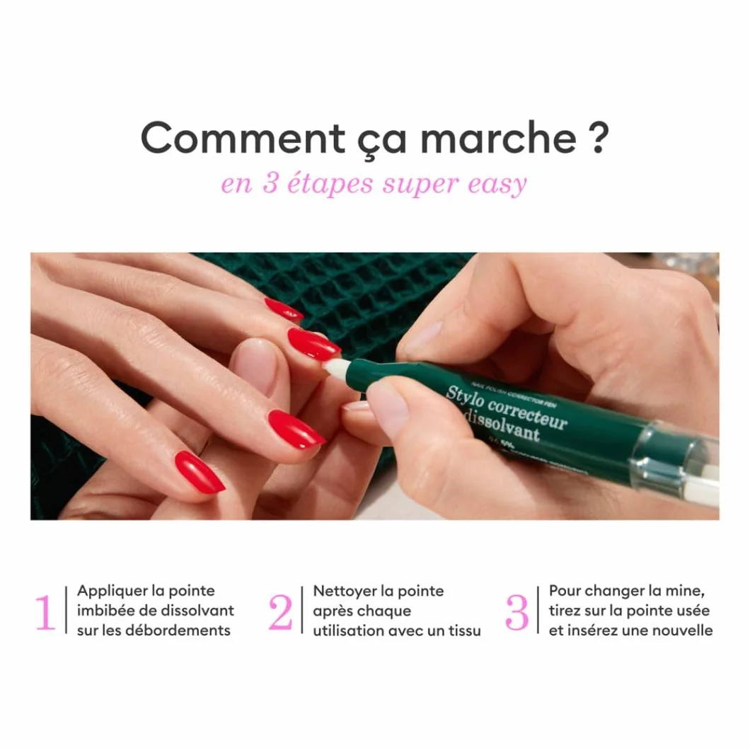 Manucurist Stylo Dissolvant Vernis à Ongles Green Flash + 3 Mines de Rechange Bio-Sourcé Sans Acétone