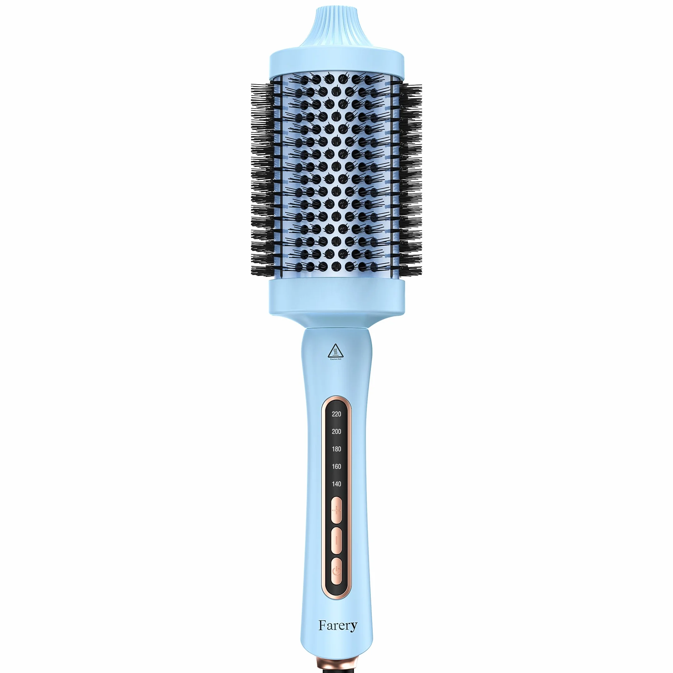 Farery Thermal Brush, 60mm Brosse Thermique Brushing, Tourmaline Céramique Ionic Brosse Chauffante, Brushing Chauffante, 5 températures Hot Brush, double tension
