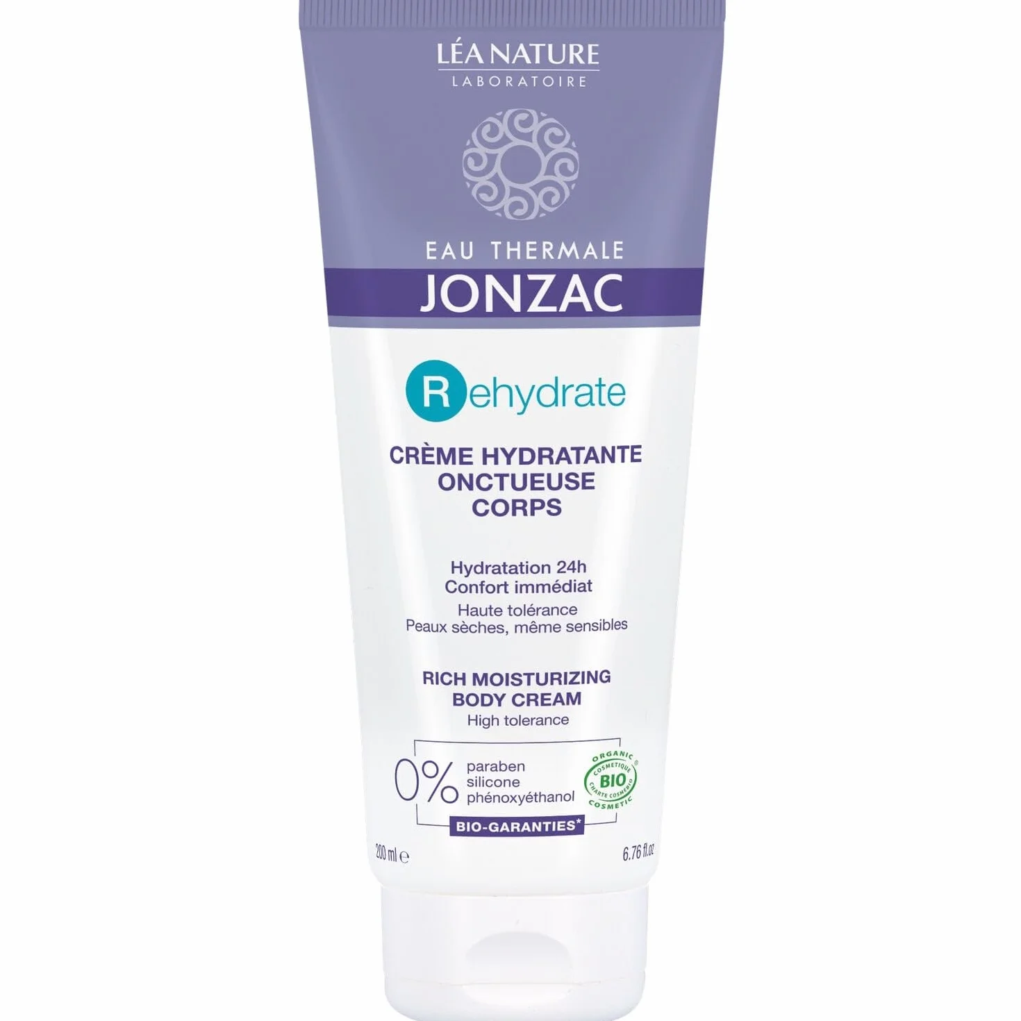 EAU THERMALE JONZAC Crème Corps Hydratante 24h Peaux Sèches et Sensibles Bio 200 ml - Pot en Plastique avec Couvercle Rabattable - Soin Onctueux Riche en Beurre de Karité - Lot de 2