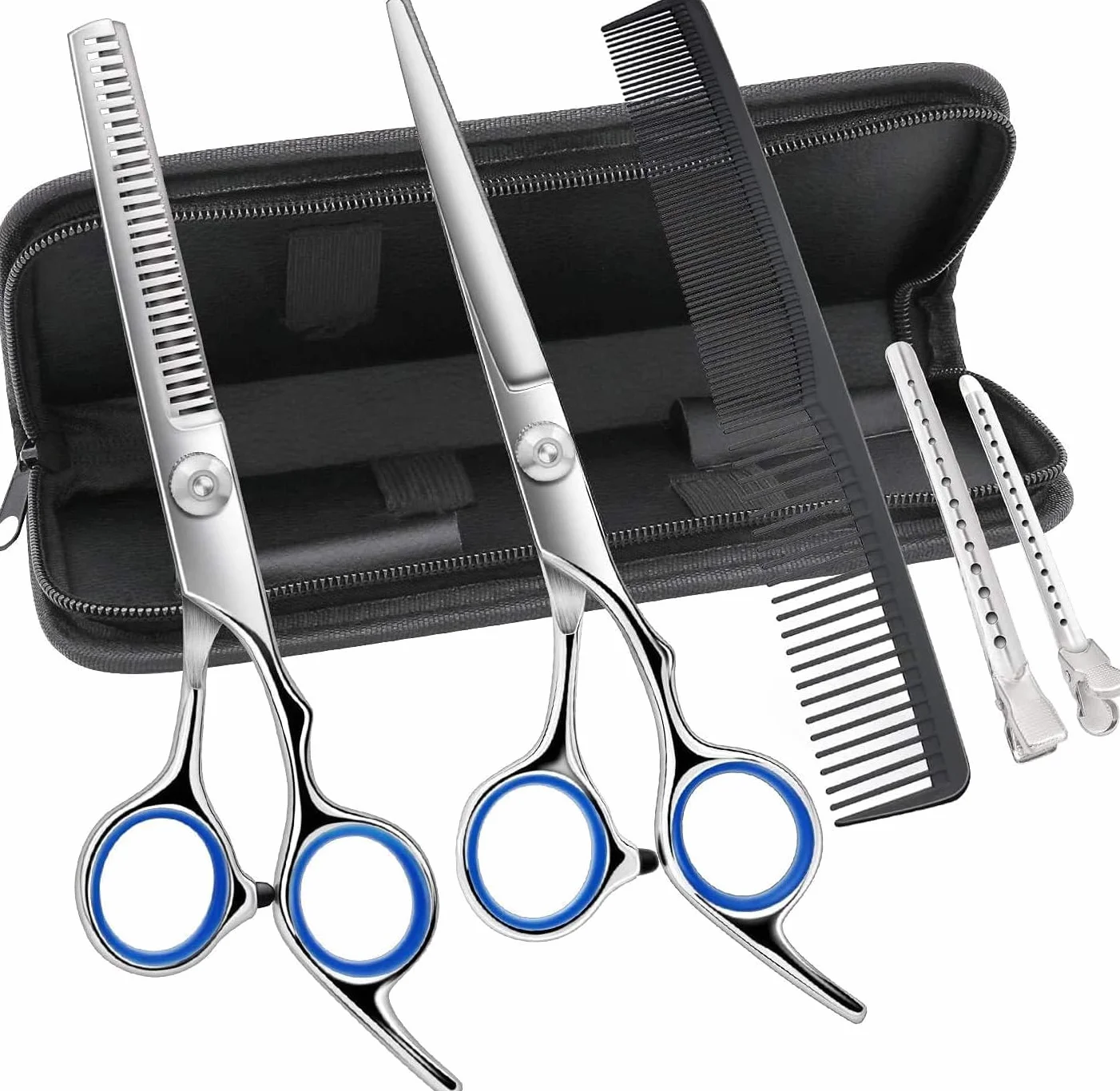 Ciseaux De Coiffure Professionnels 7 Pièces Kit Acier Inoxydable Pour Cheveux Barbier Gaucher