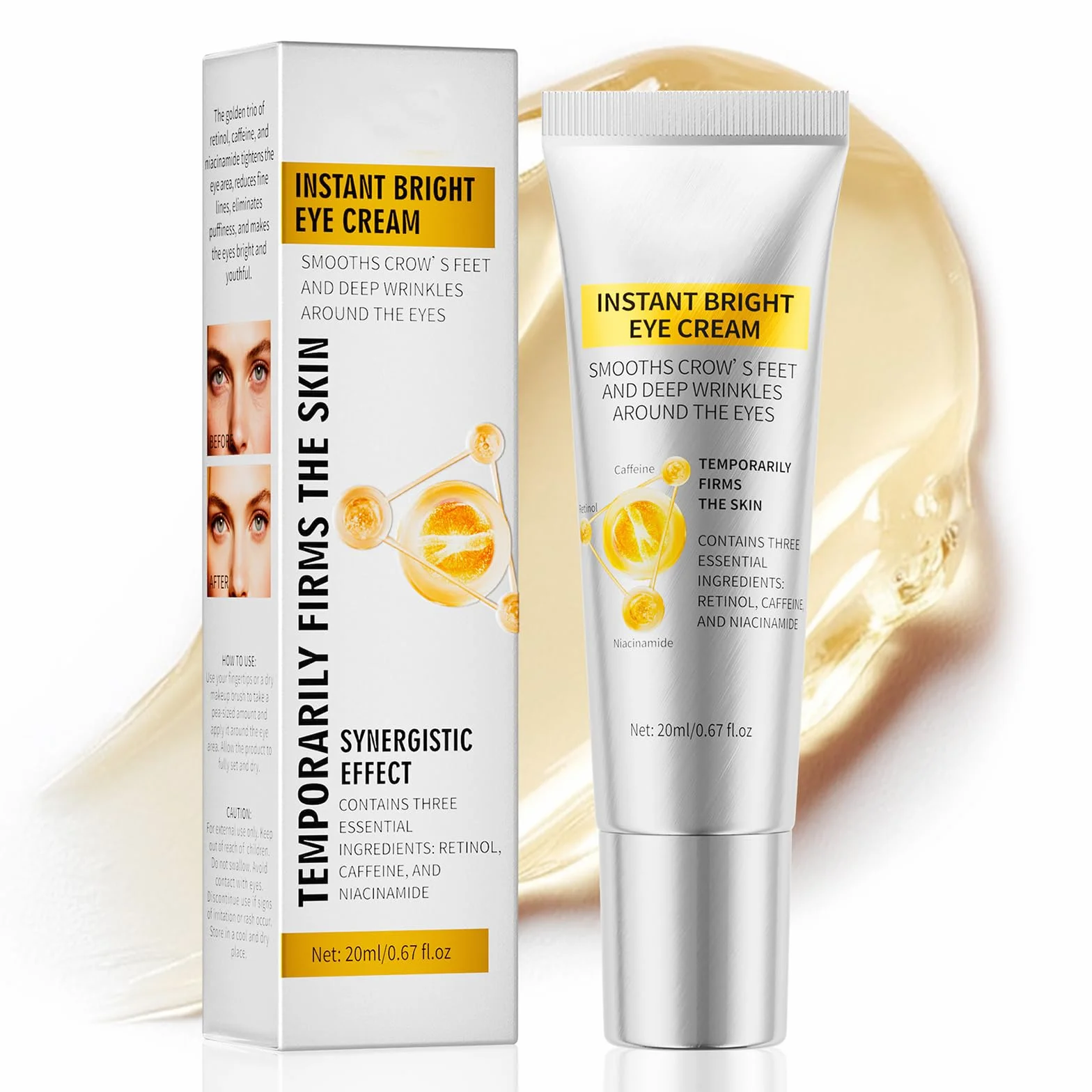 Crème contour des yeux au rétinol anti cernes poches rides ridules hydratante 20ml
