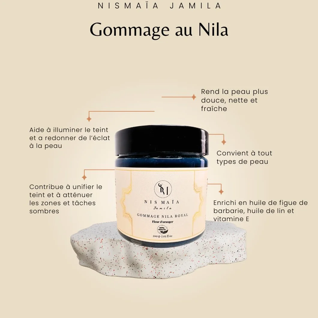 Coffret Rituel Hammam Nila Royal Savon Noir Argan Gommage Exfoliant Amande Douce Masque Beurre de Karité Vitamine E Corps Visage