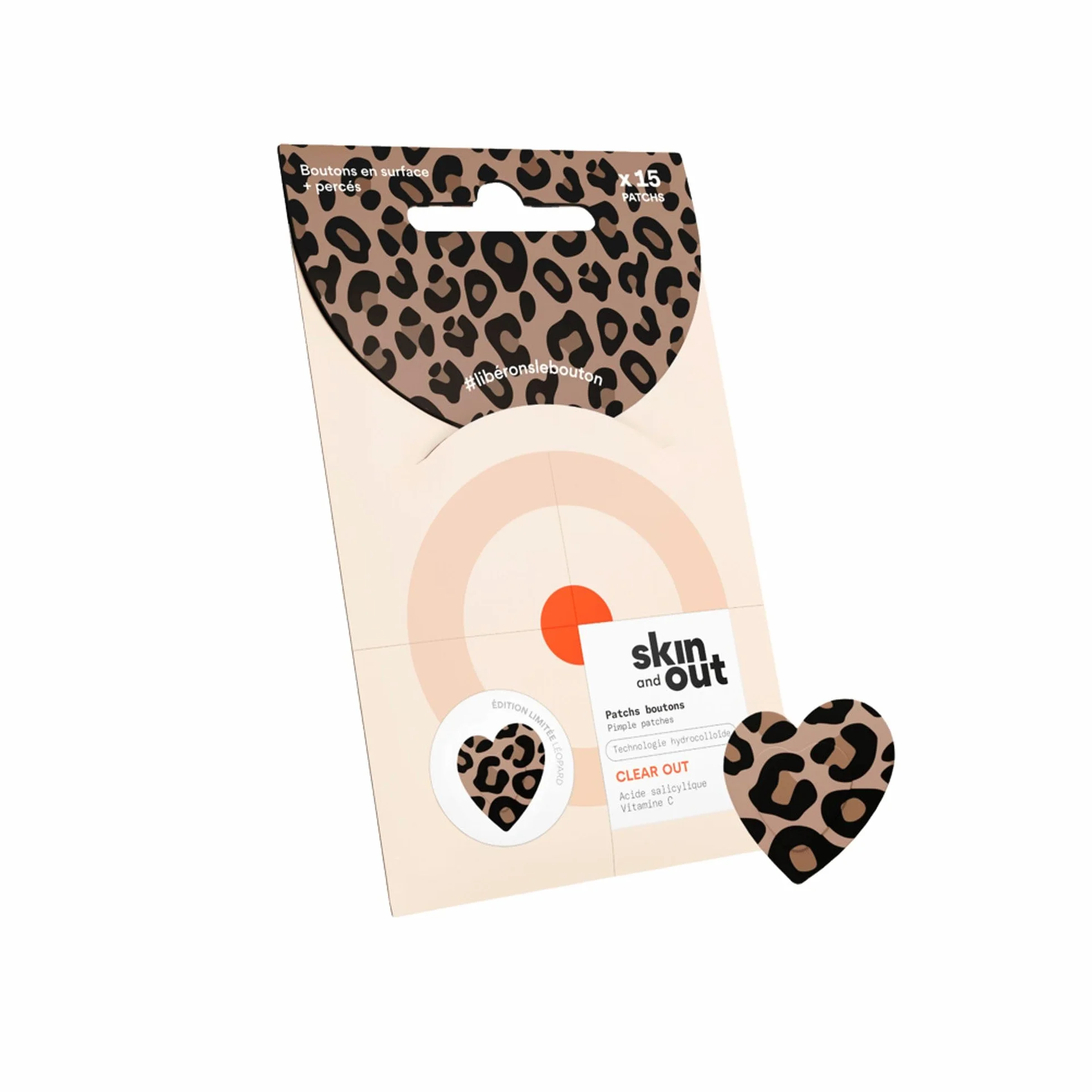 Patchs boutons édition limitée léopard x15 - Traitement de l'acné - Soulagement rapide, invisible sous le maquillage
