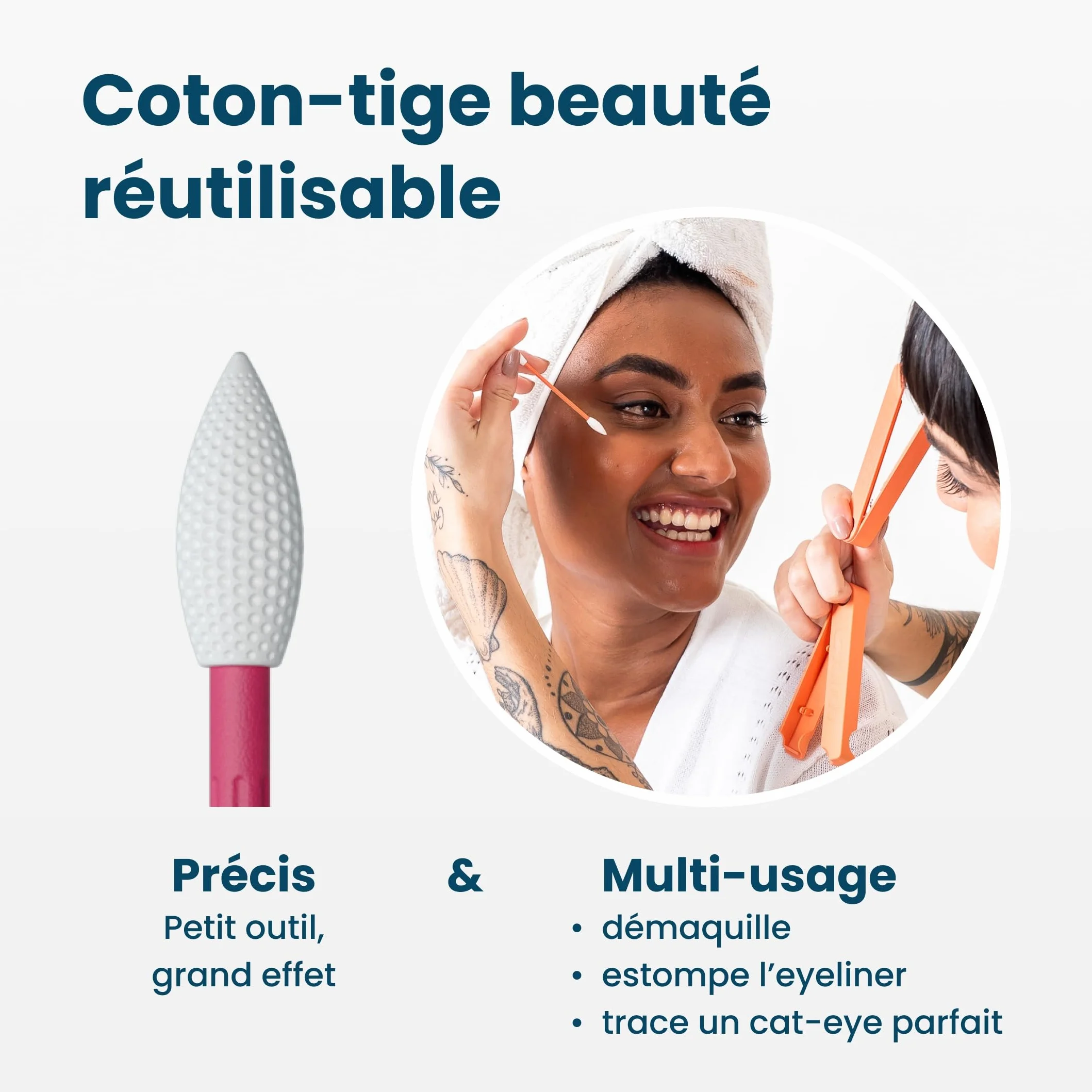 LastSwab® Cotons-tiges réutilisables en silicone pour le maquillage – Précision eyeliner, mascara – Lavables, véganes, zéro déchet – Rouge