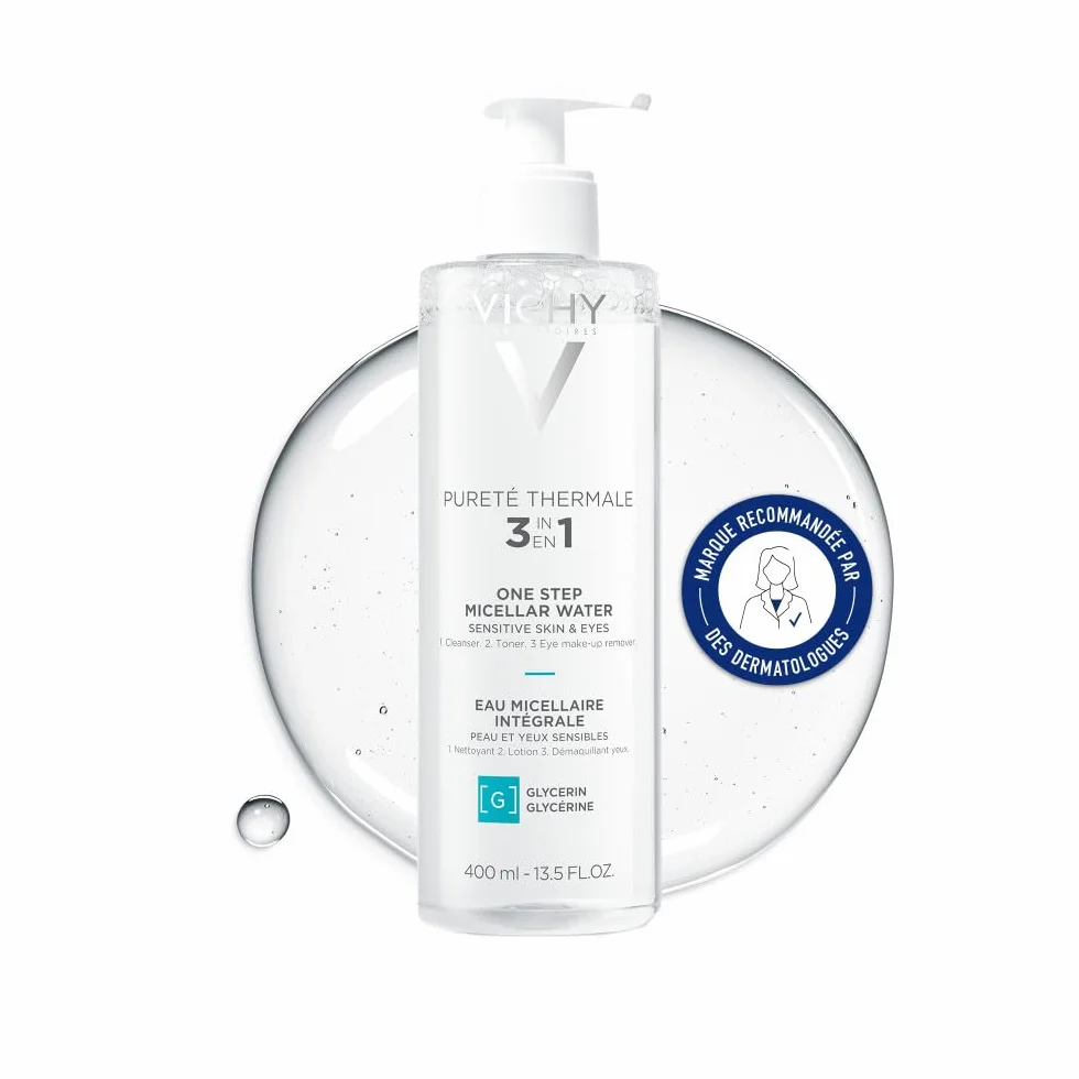 Vichy Pureté Thermale Eau Micellaire Intégrale 400 ml pour Peaux et Yeux Sensibles