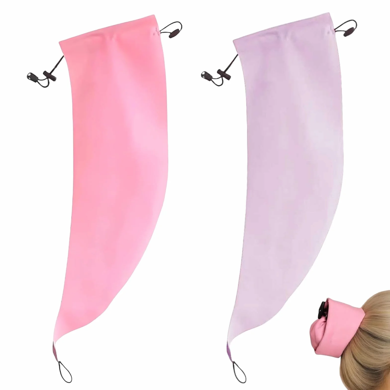Crown Wash Lot de 2 bonnets de douche imperméables pour femme - Housse queue de cheval pour natation, spa et voyages (rose, violet)