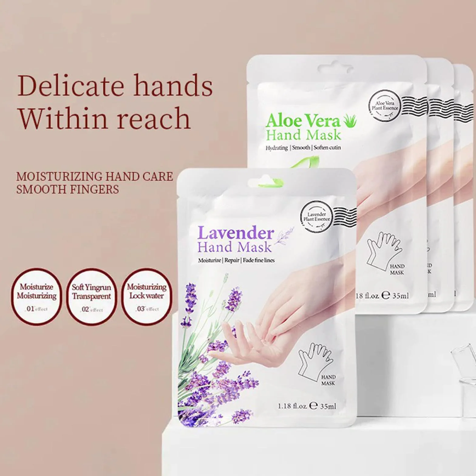 Gants Hydratants Aloe Vera Lavande 6 Pièces Soin Réparateur Mains Sèches