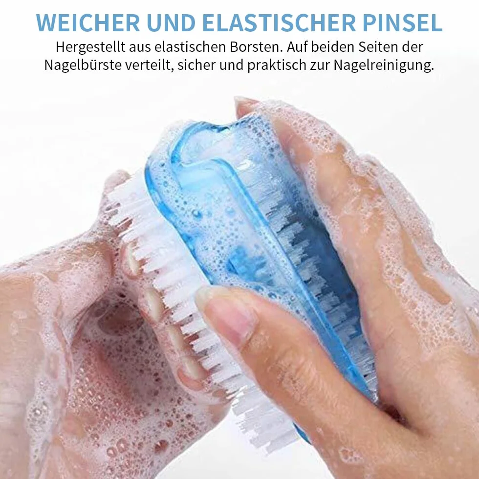 Lot de 3 brosses à ongles robustes double face transparente exfoliante pour nettoyage des mains, pieds