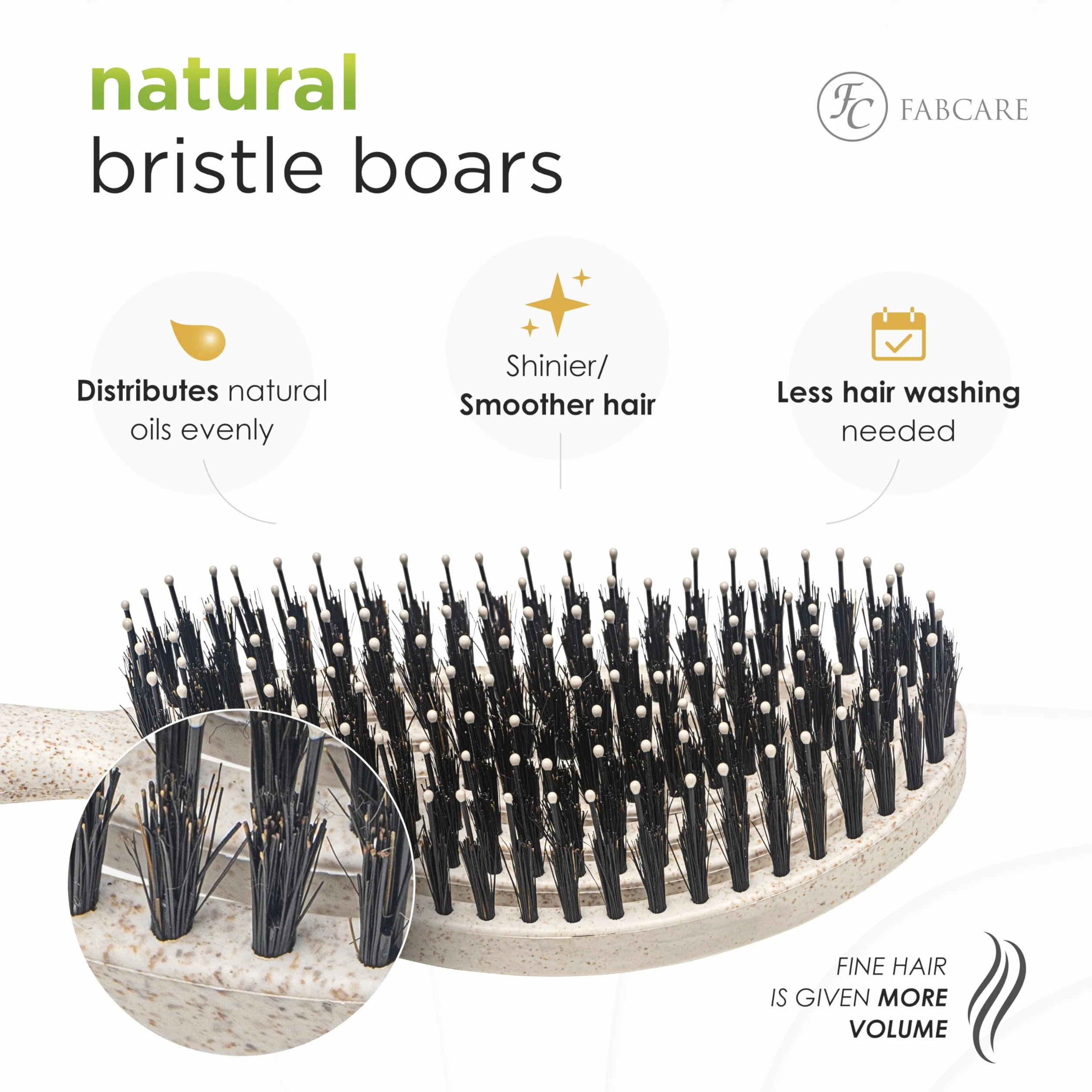 FABCARE Brosse Cheveux Poil Sanglier Démêlante Double Ressort Spirale Magique Sans Tirer Professionnelle Beige