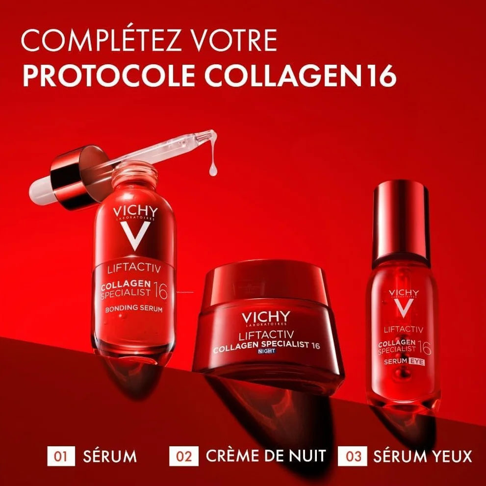 Vichy - Liftactiv Collagen Specialist - Crème de Nuit Anti-Age - Booste La Production de Collagène - Crème Visage Femme - Enrichie en Rhamnose et Acide Hyaluronique - Testé dermatologiquement