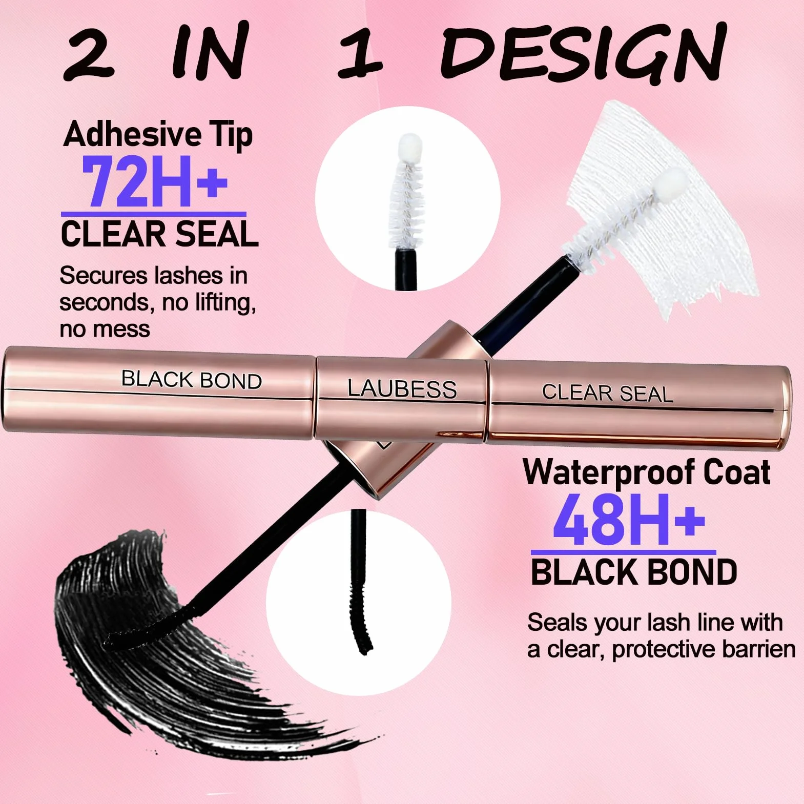 Colle Faux Cils Waterproof LAUBESS Extension Cils 10ml Black/Clear