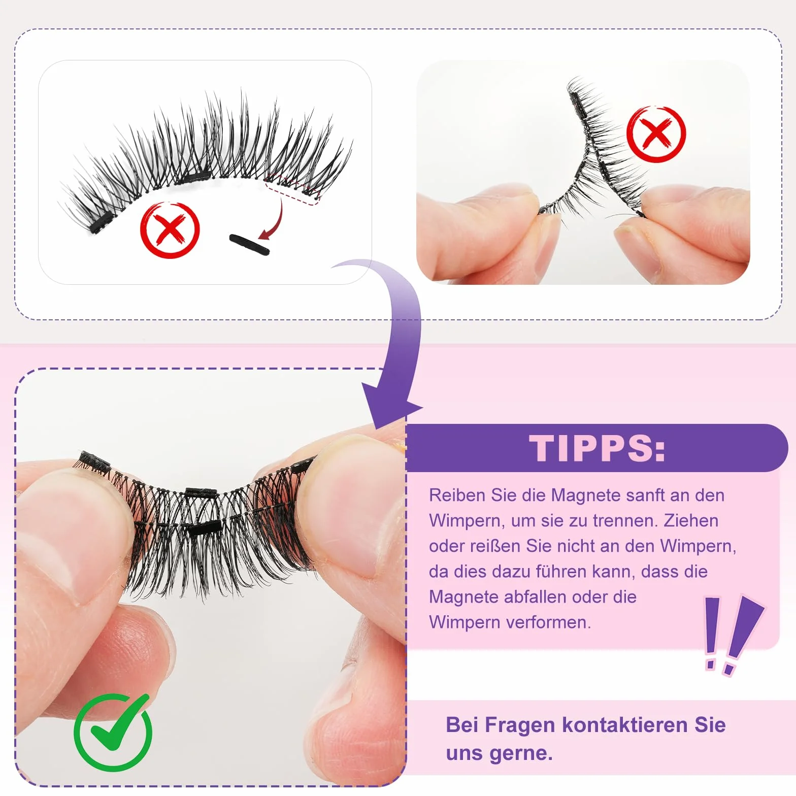Kit de faux cils magnétiques avec applicateur, réutilisables effet naturel (DE09 Set-A)