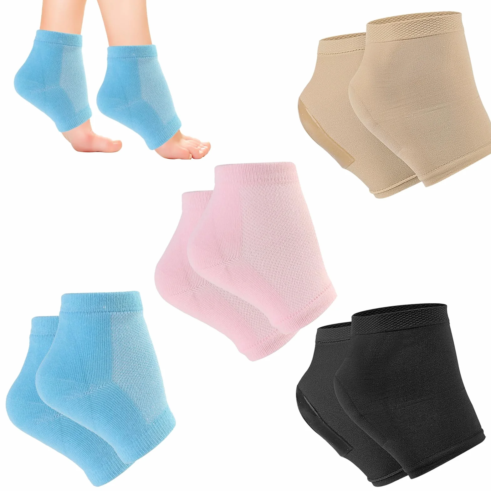 Chaussettes Hydratantes Silicone 4pair Peaux Soulager Douleurs Talon Hommes Femmes