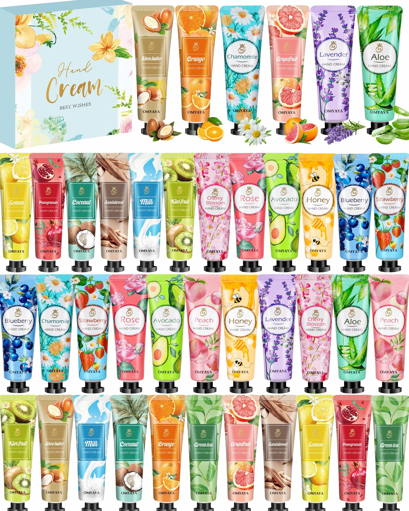 Creme Mains Hydratante Coffret Cadeau Femme 20 Parfums 40 Pièces