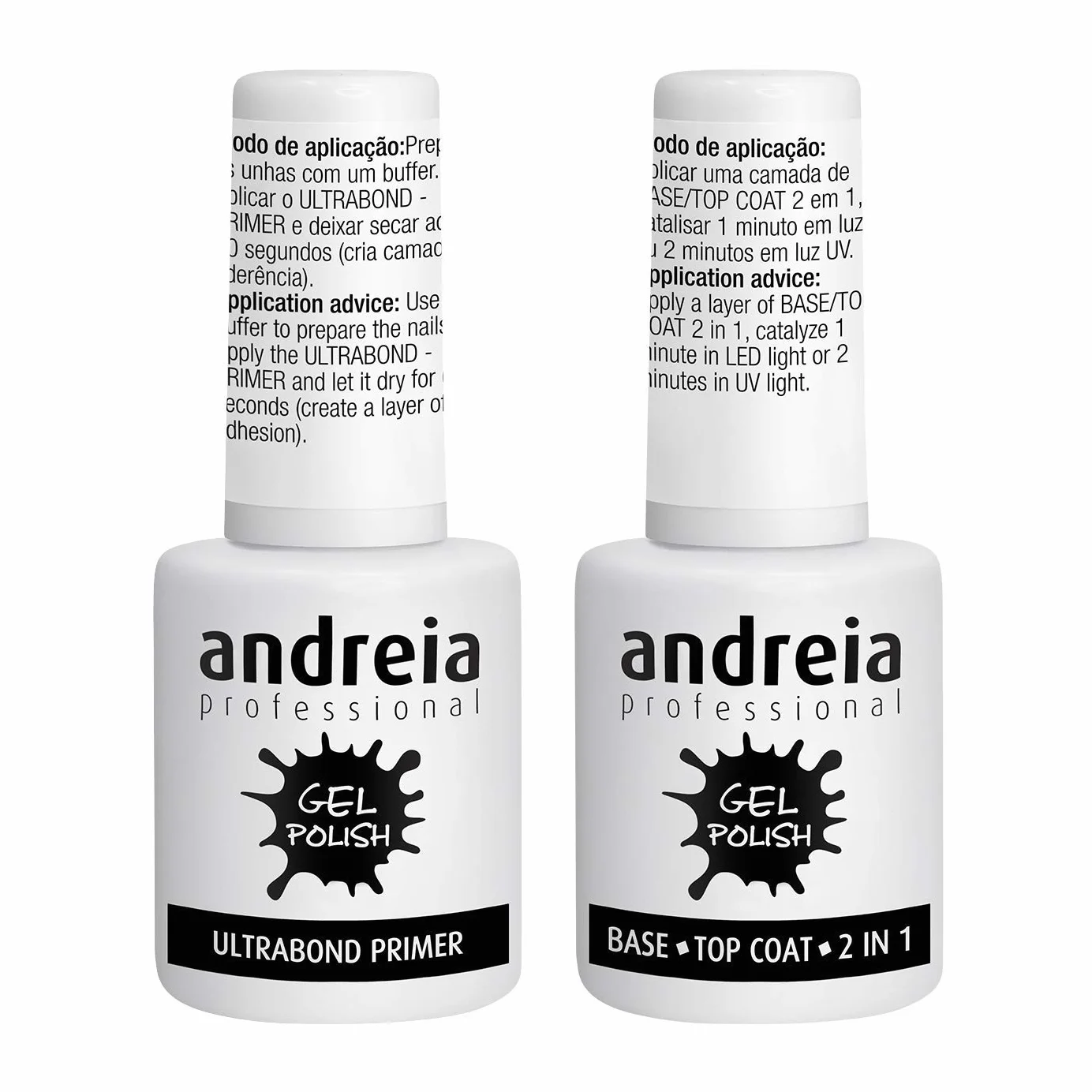 Andreia Professional Paquet de Deux - Ultrabond Primer + Base et Top Coat 2 en 1 Vernis à Ongles Gel Semi-Permanent