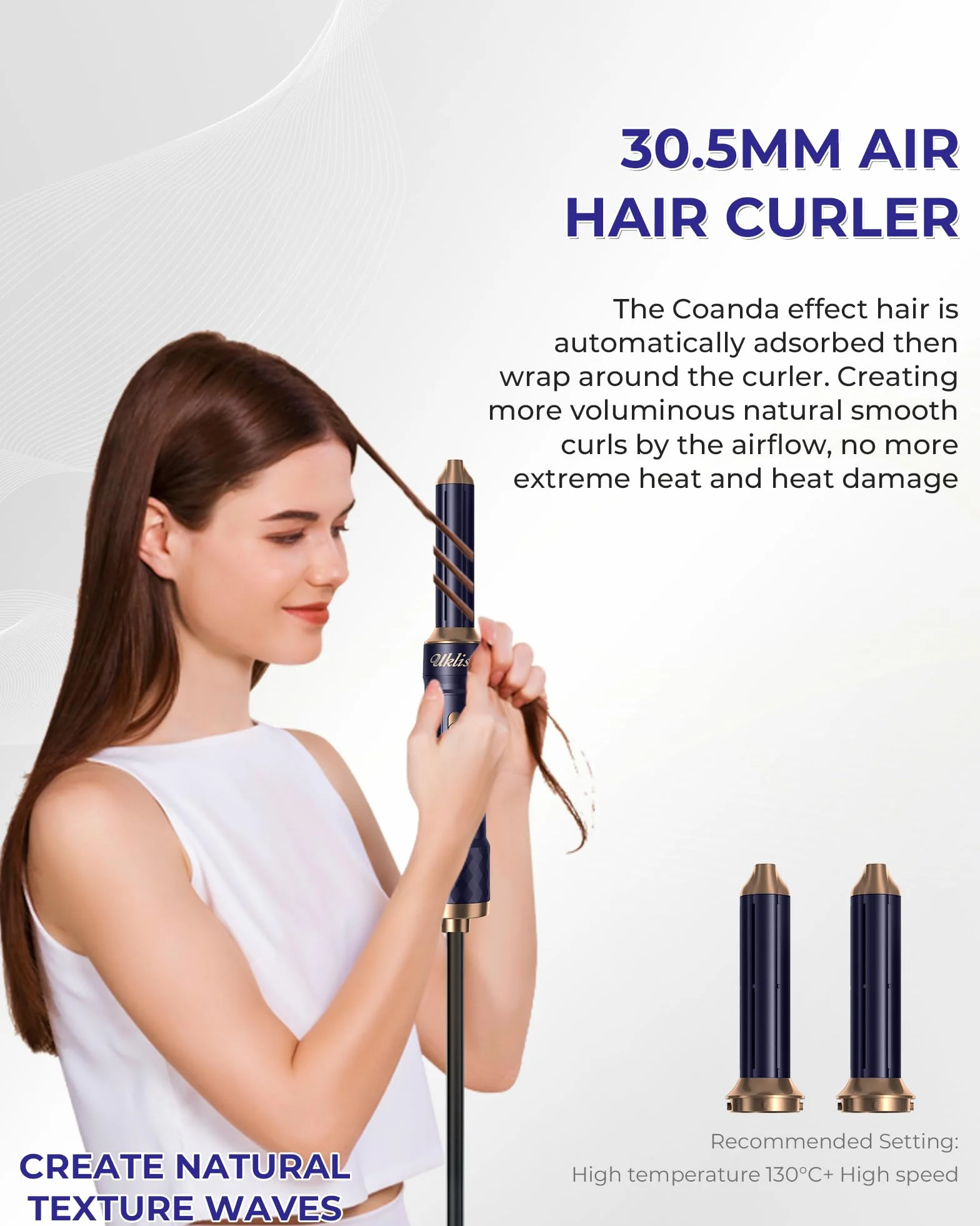 UKLISS Air Styler 6 en 1 Brosse Soufflante Brushing Bleu