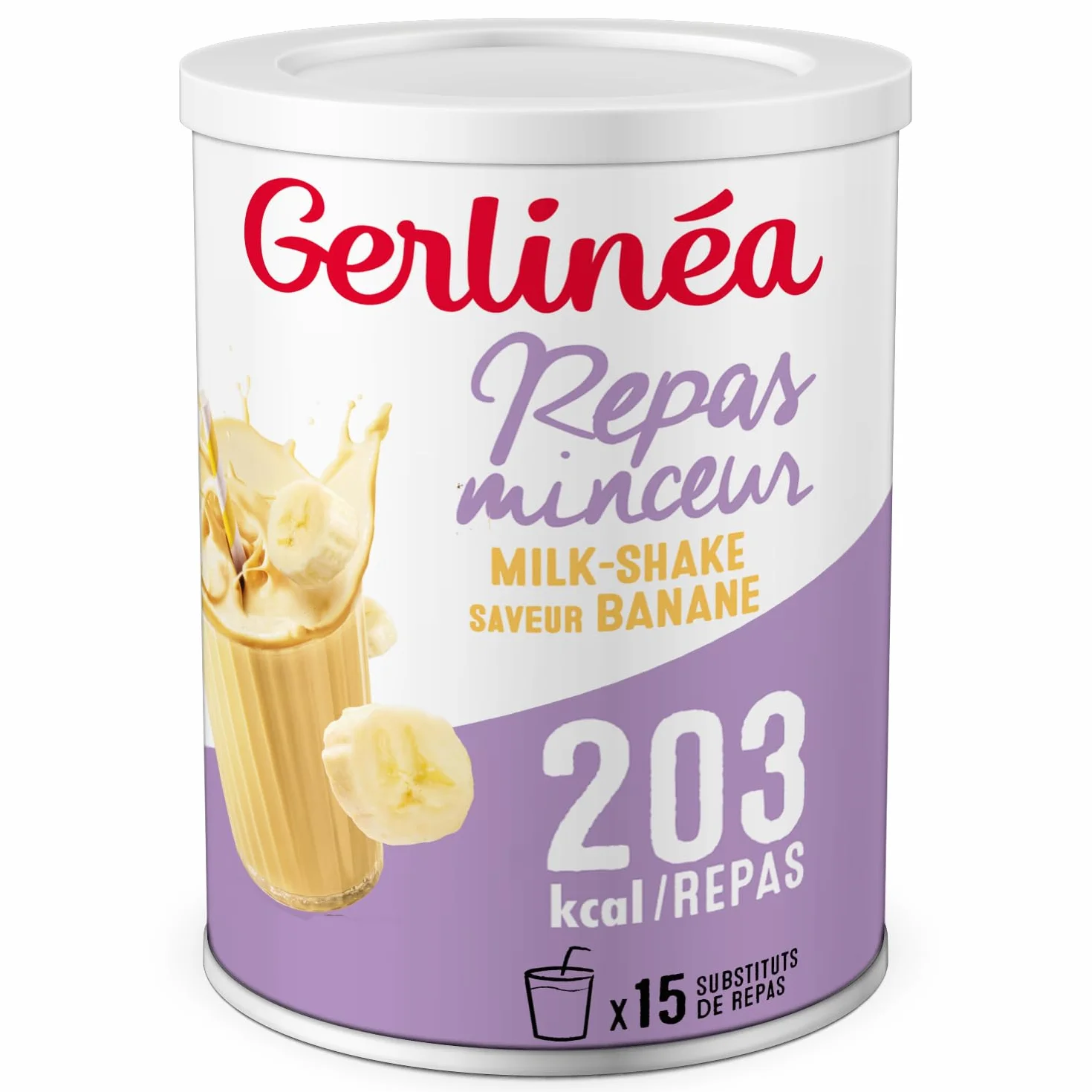 GERLINÉA Boisson Milkshake Banane Substitut de Repas Minceur Riche en Protéines 15 repas 436 g