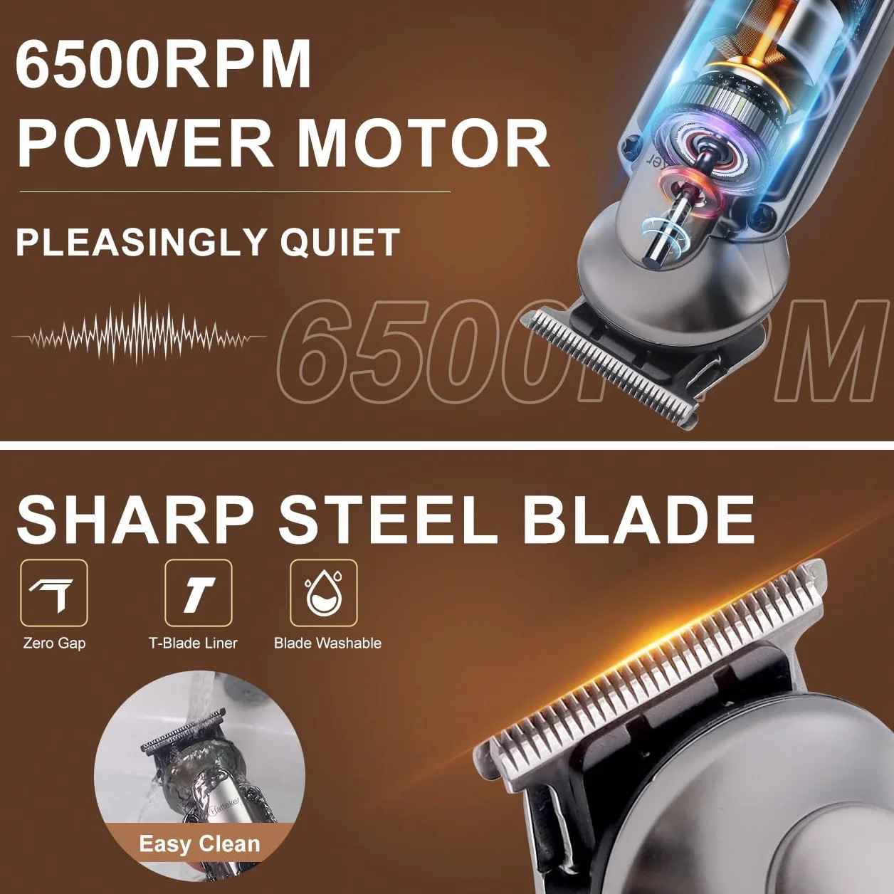 Hatteker Tondeuse Barbe Homme Tondeuse Cheveux Hommes Professionnelle Avec Lame en T de Coupe de Cheveux Chauve 0 mm Rasoir électrique Tondeuse Corps de Précision pour Nez 7 en 1
