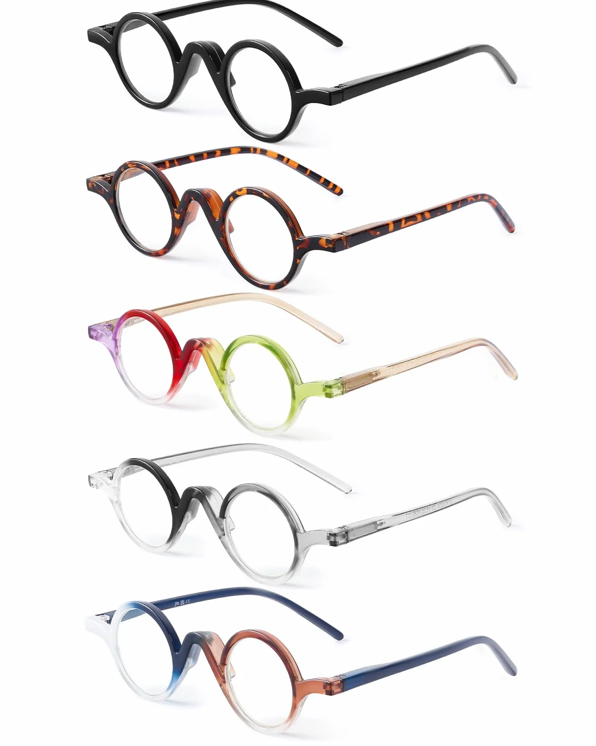 Lunettes de Lecture Homme Femme Blocage Lumiere Bleue Monture Lunettes Loupe Charnieres Ressort Lot de 5
