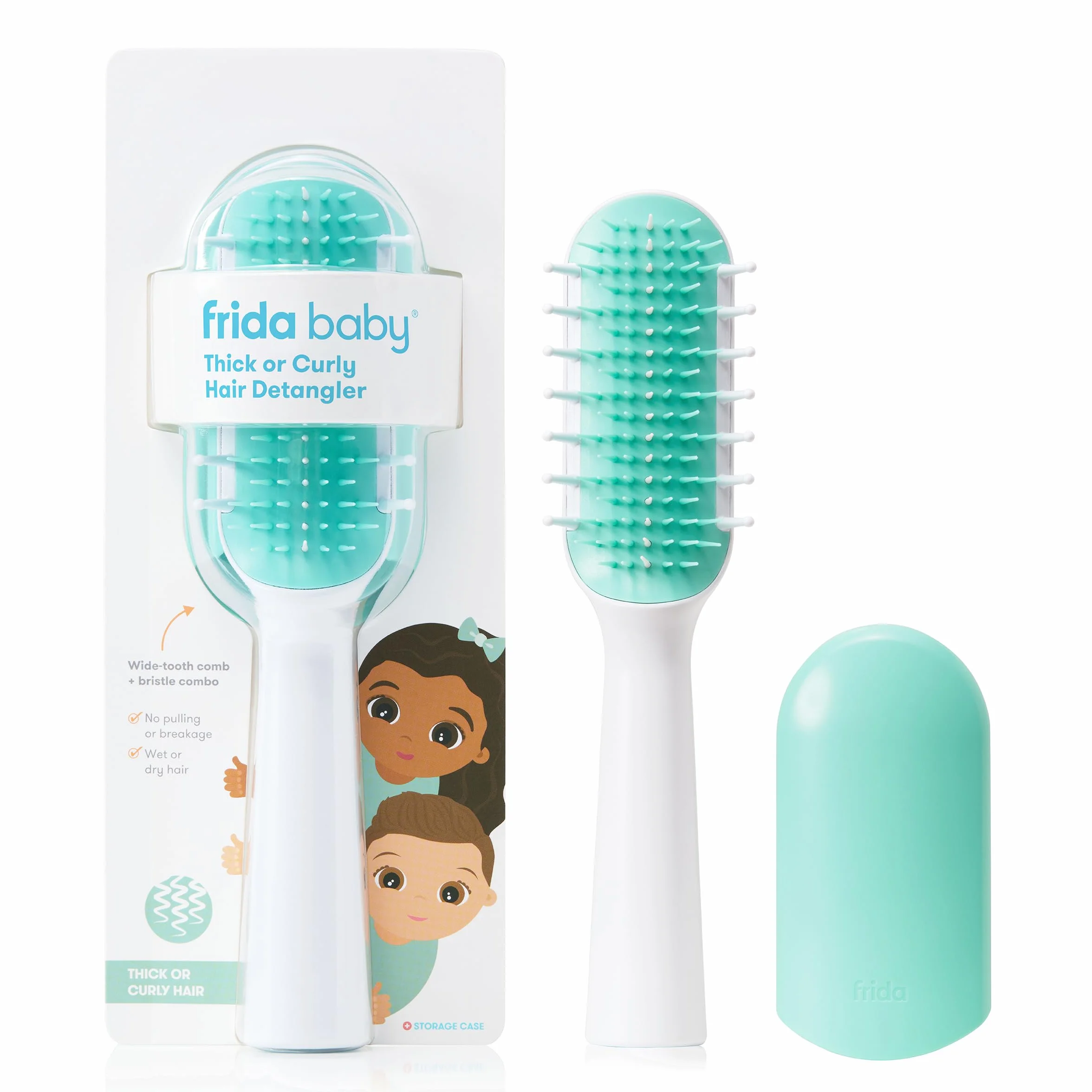 Frida Baby Brosse à cheveux pour enfant : brosse à cheveux à poils solides pour cheveux épais ou bouclés