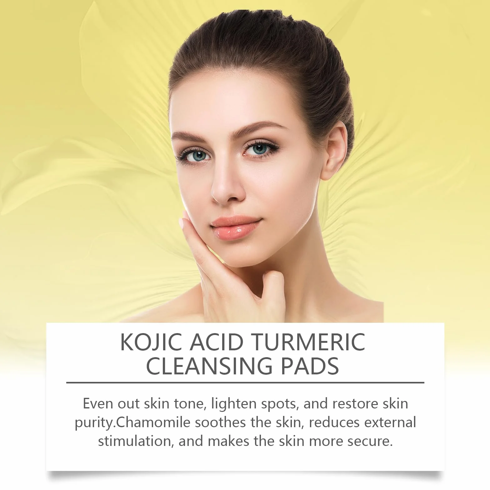 Tampons Nettoyants au Curcuma pour Le Visage,Kojic Acid Pads,Turmeric Kojic Acid Pads,Curcuma Kojic Acid Cleansing Pad,Curcuma Exfoliants Pad,Curcuma Éponge Nettoyante Pour Visage,60 Pièces