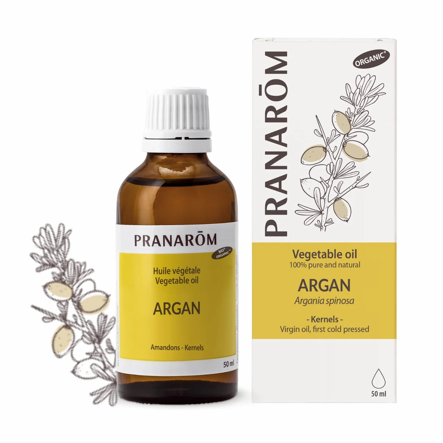 Pranarôm Argan Bio Huile Végétale 50 ml Anti-Age Réparatrice