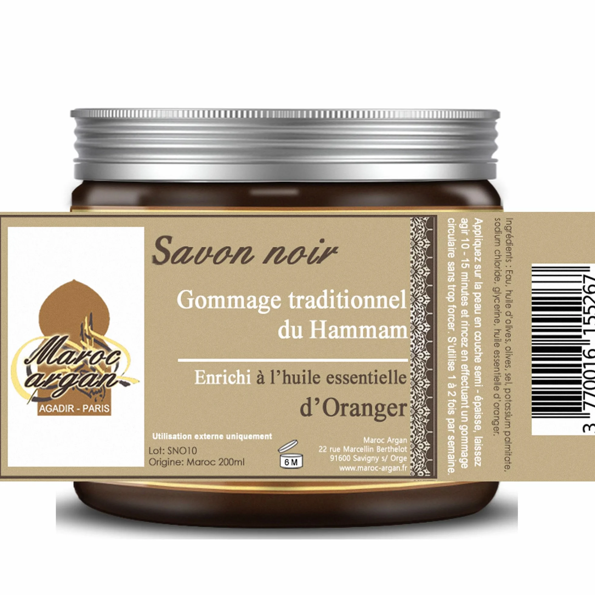 Gommage au Savon noir à l'Oranger traditionnel 250g