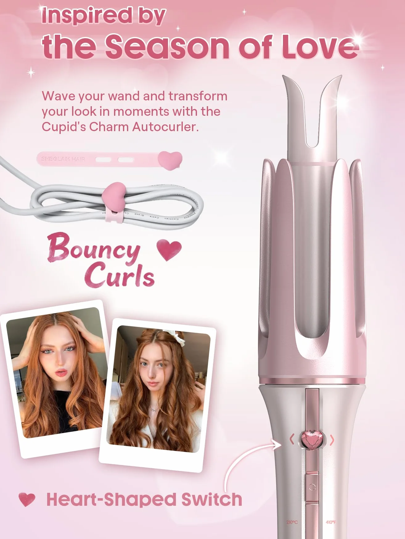 SHEGLAM Cupid's Charm One-Touch 25mm Fer à boucler automatique avec revêtement en céramique