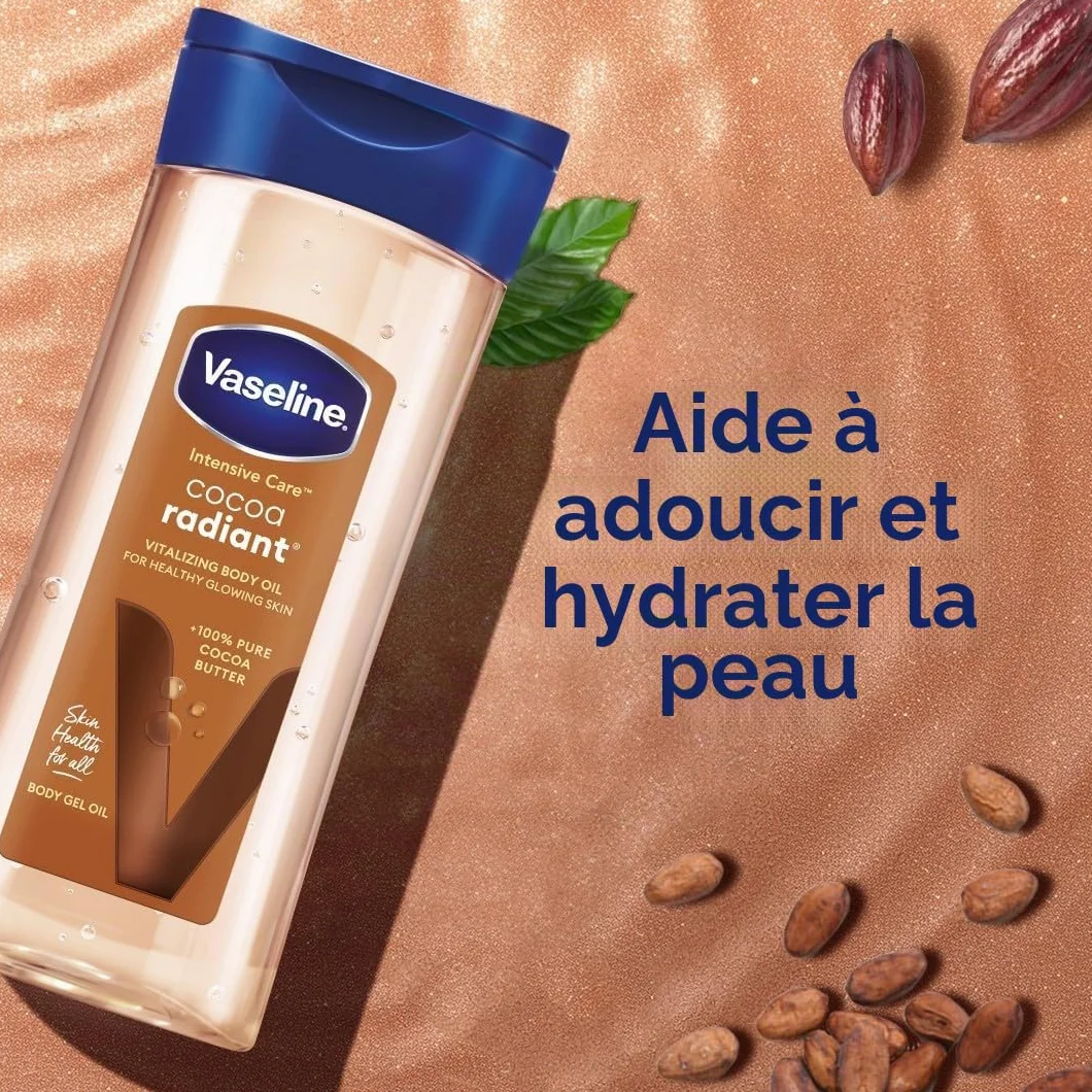 Vaseline Intensive Care Cocoa Radiant Huile Corporelle Beurre de Cacao Pur 200ml