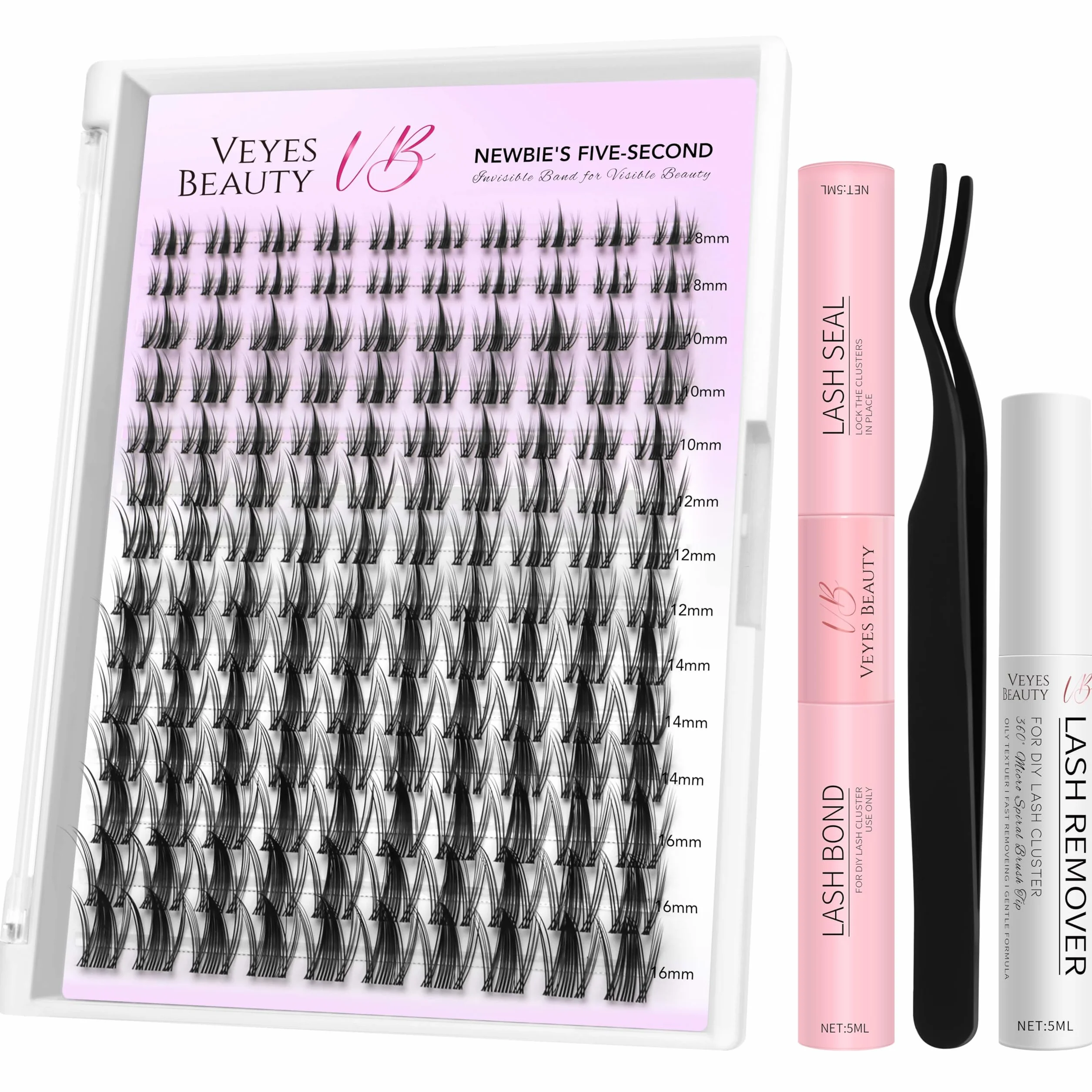 VEYESBEAUTY Faux Cils Kit Extension Cils Individuels Volume Russe Cluster Lashes Mixte DIY Manga Kit 8-18mm