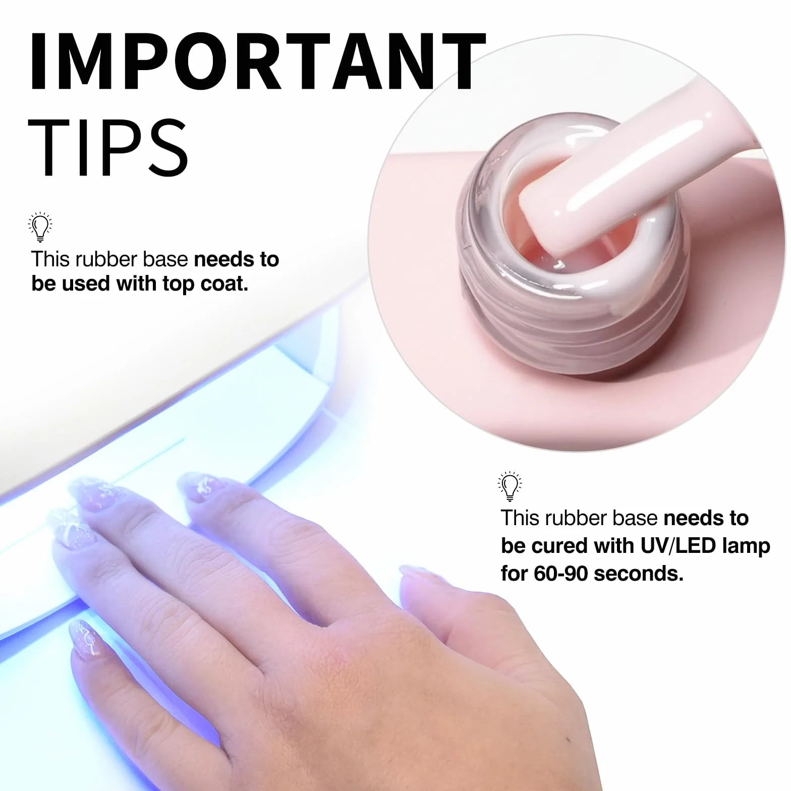CANNI Vernis à Ongles Gel Semi Permanent Rubber Base Rose clair Gel Nail Polish Manucure