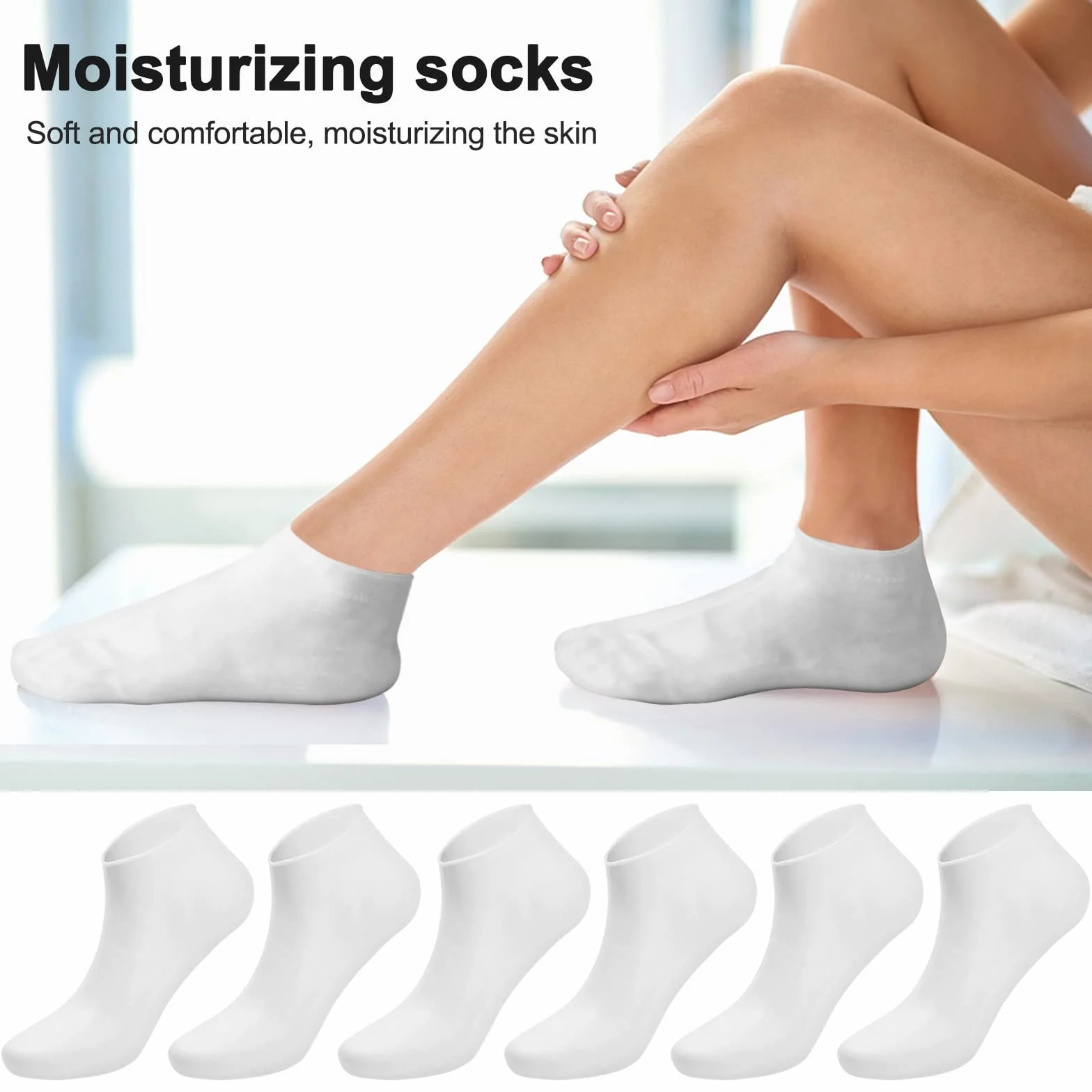 Chaussettes Hydratantes Anti-fissuration Pieds Fissurés Soin Gel Hommes Femmes (Blanc)