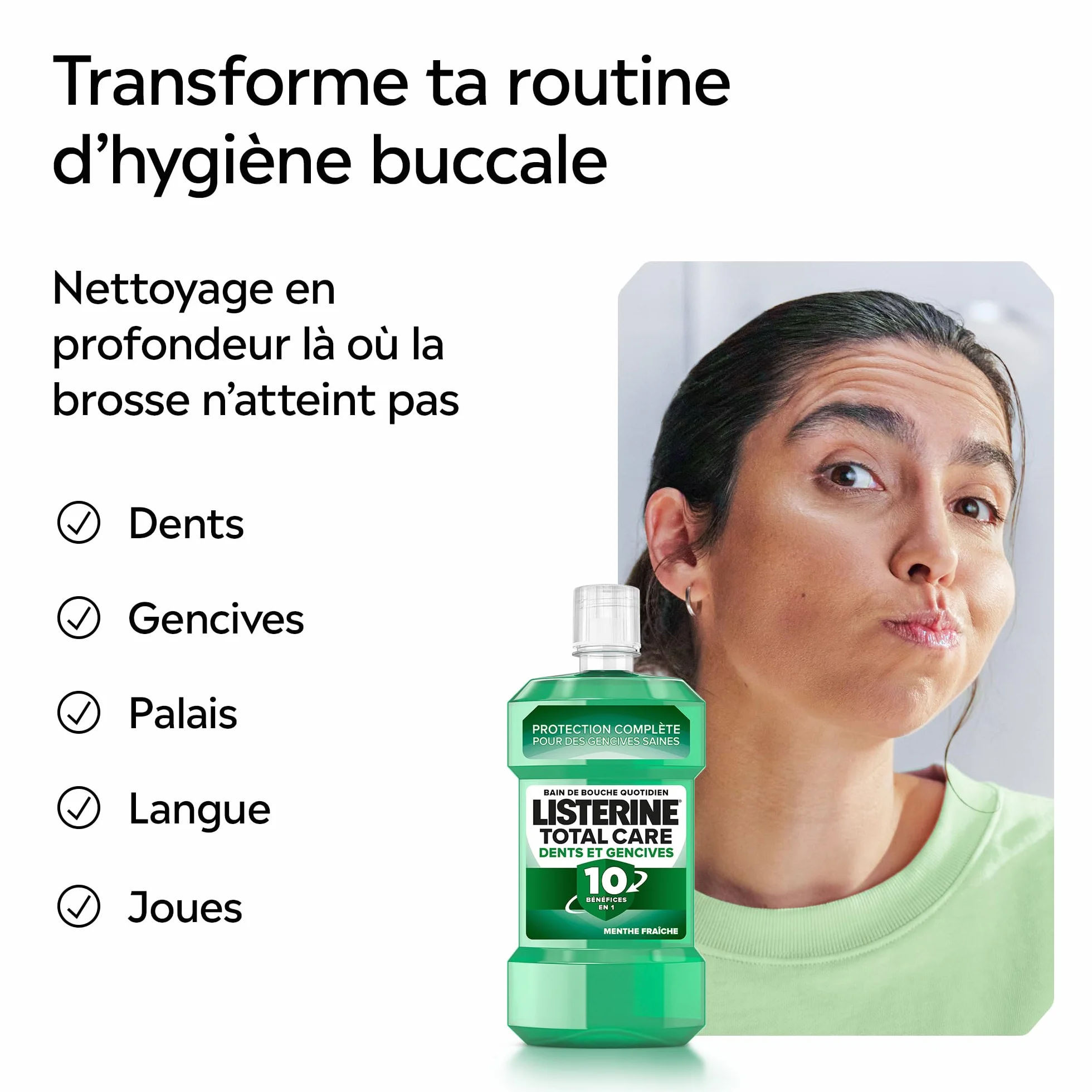 Listerine Bain de Bouche Total Care Dents et Gencives 500 ml Soin bucco-dentaire Haleine Fraîche