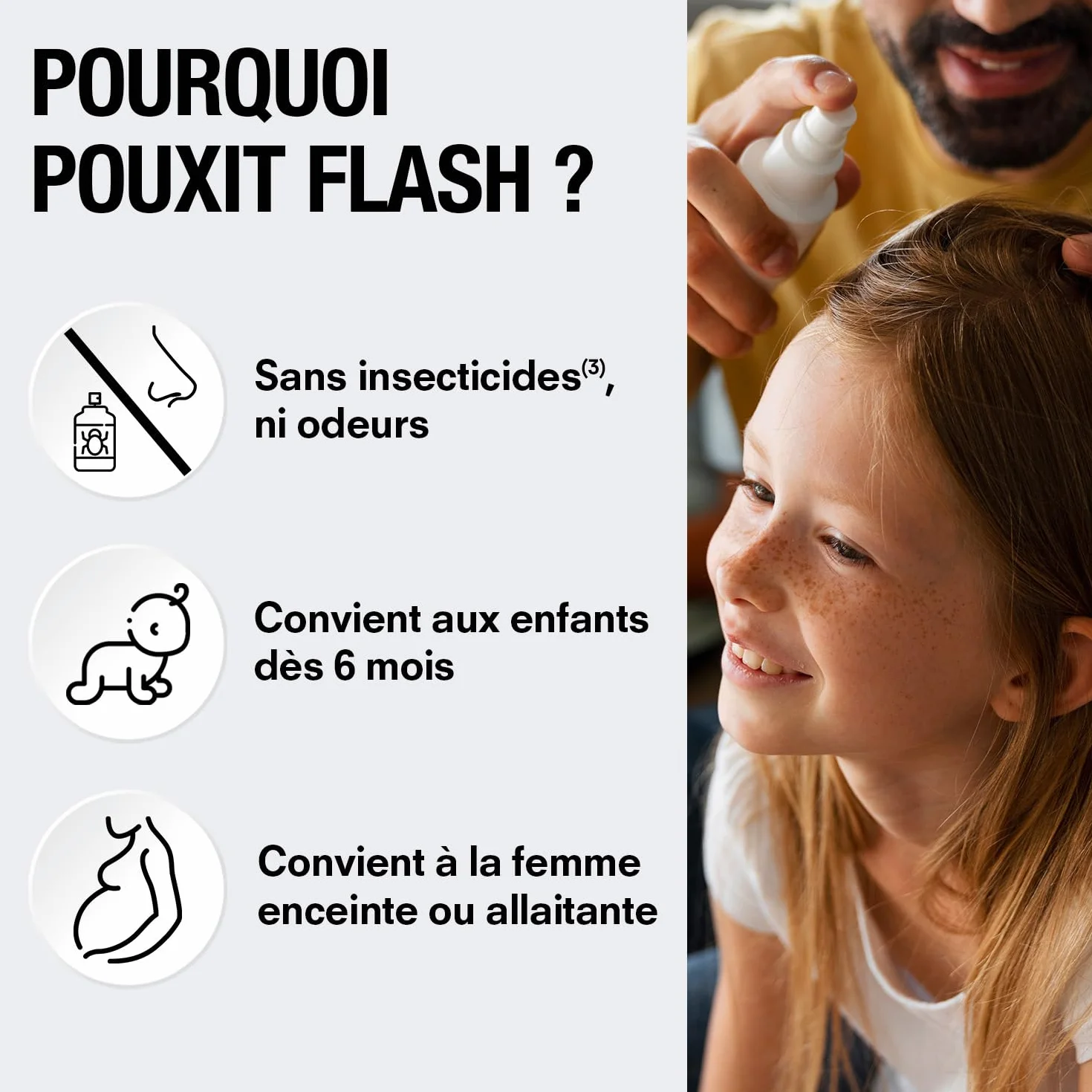 POUXIT Flash Lotion Spray Anti-Poux et Lentes 150 ml Traitement Cuir Chevelu