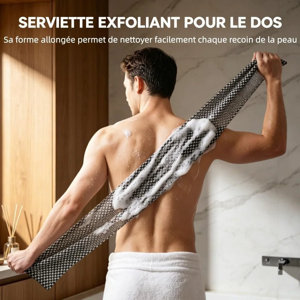 Ecovia Serviette Exfoliante 4pcs Douche Corps Séchage Rapide Peaux Sensibles Rugueuses Portable