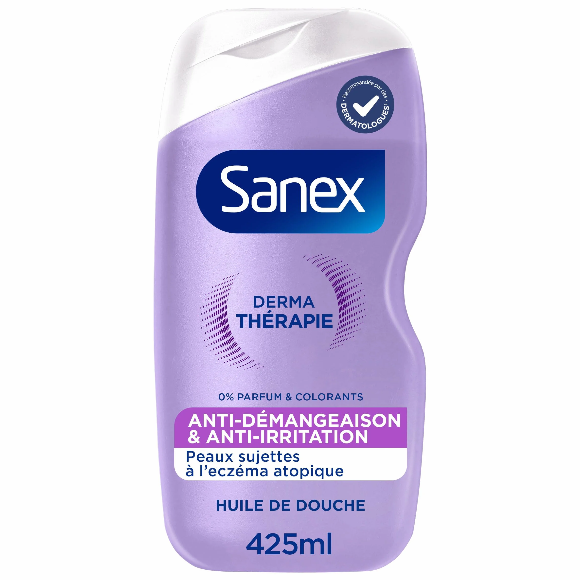 SANEX Derma Thérapie Huile de douche anti-démangeaisons anti-irritations Gel Douche Peaux sujettes à l’eczéma atopique hypoallergénique 425 ML