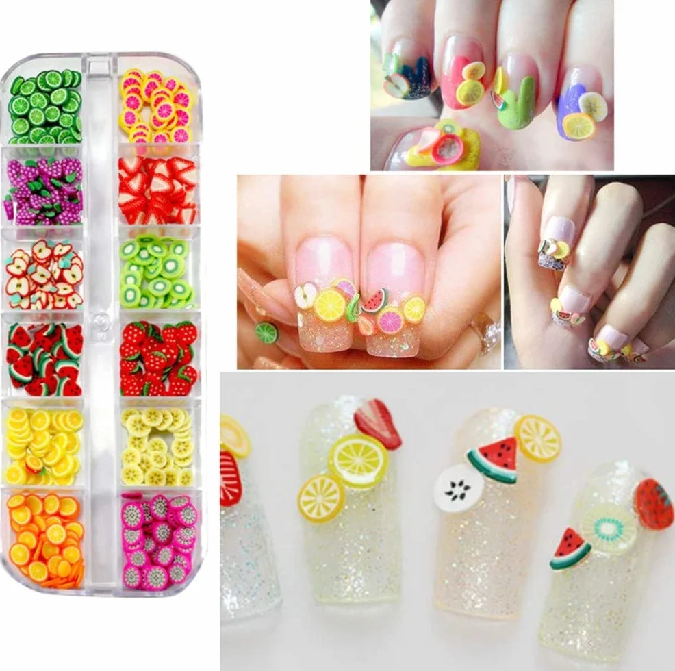 Nail Art 3D Fruit Boîte, BetterJonny Polymère Tranches Fruits en Pâte pour DIY Décoration Ongle