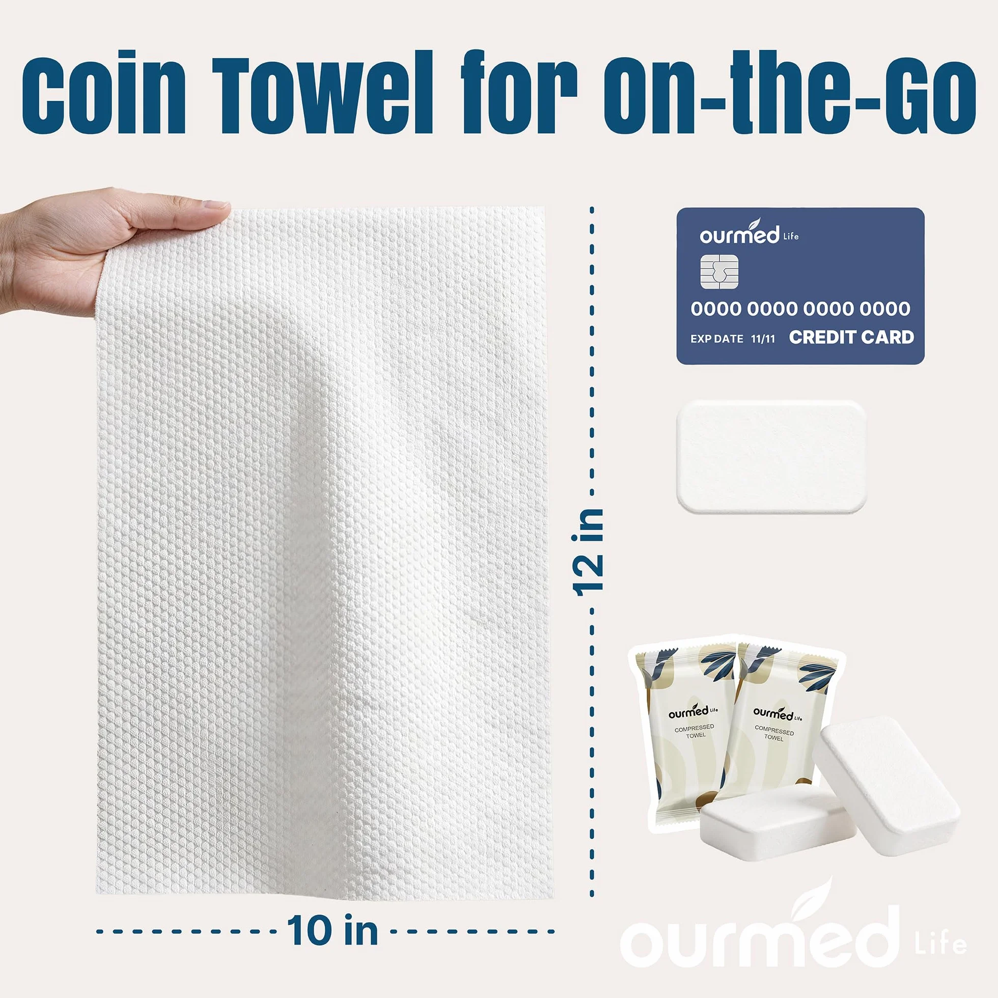 Ourmed Life Comprimés de serviette compressée 30 cm x 25 cm 56 pièces