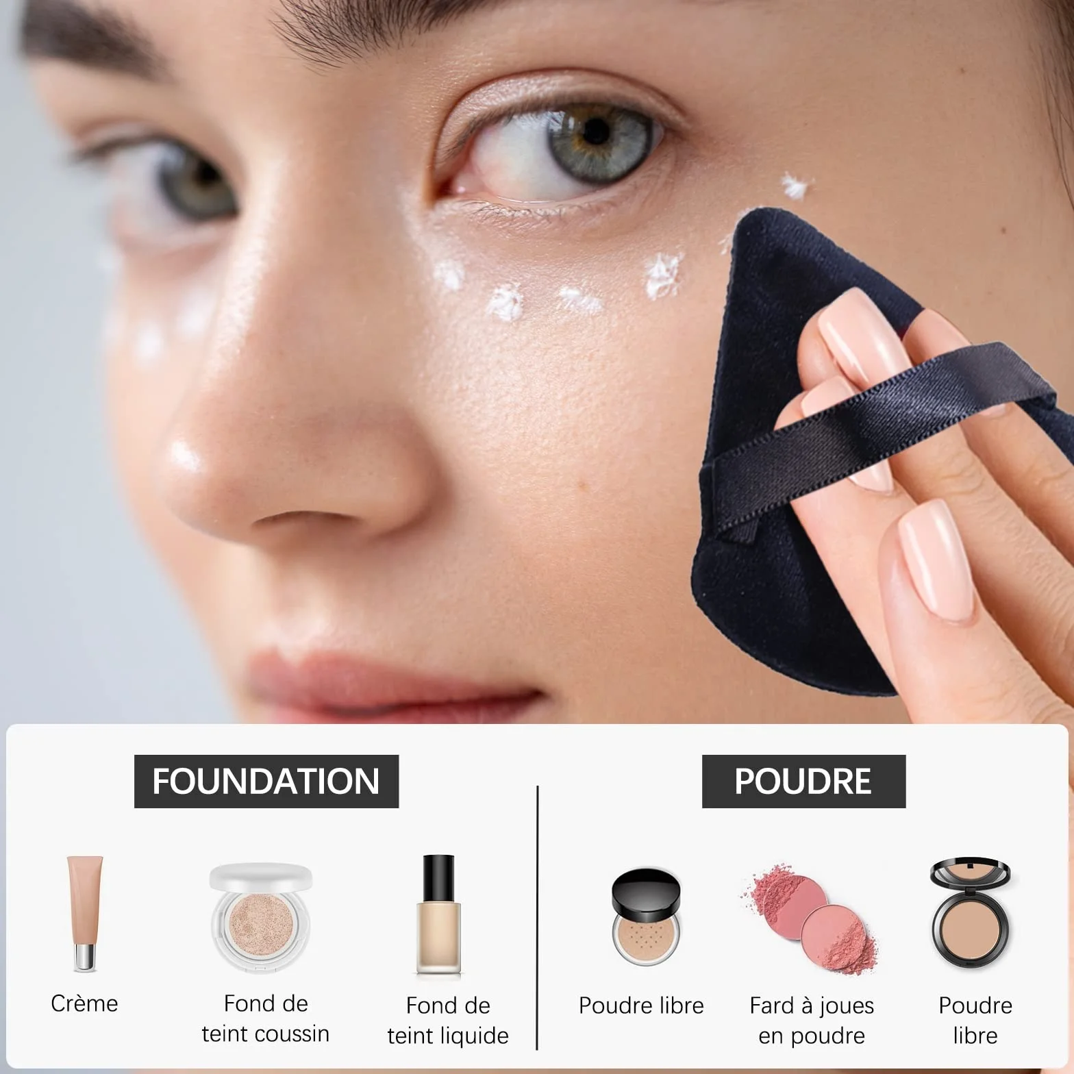 BEAKEY Triangle Houpette Maquillage Fond De Teint Éponge Poudre Douce (6 Pièces Noir)