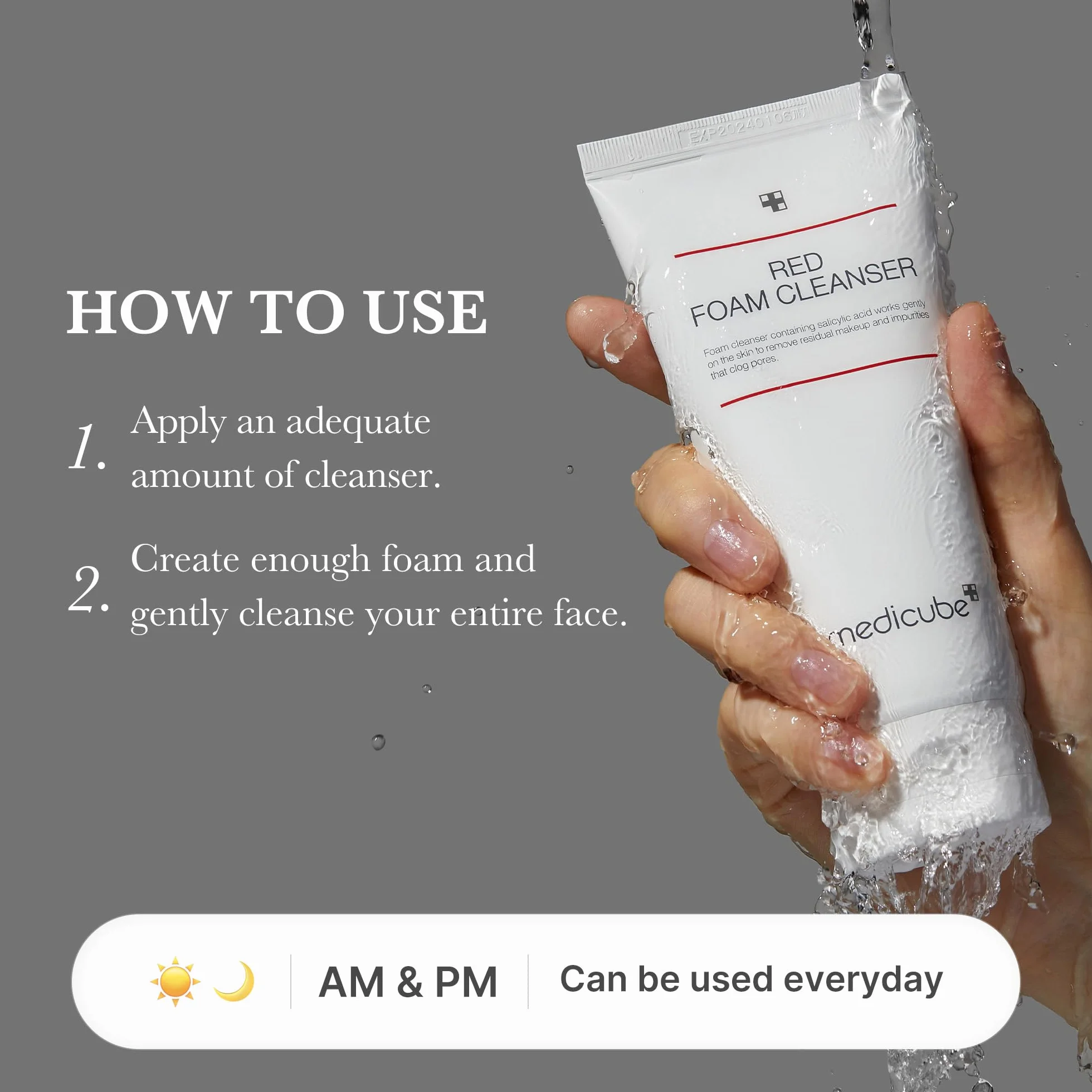 Medicube Red Foam Cleanser 120 ml – Nettoyant profond pour impuretés et sébum – Soin coréen