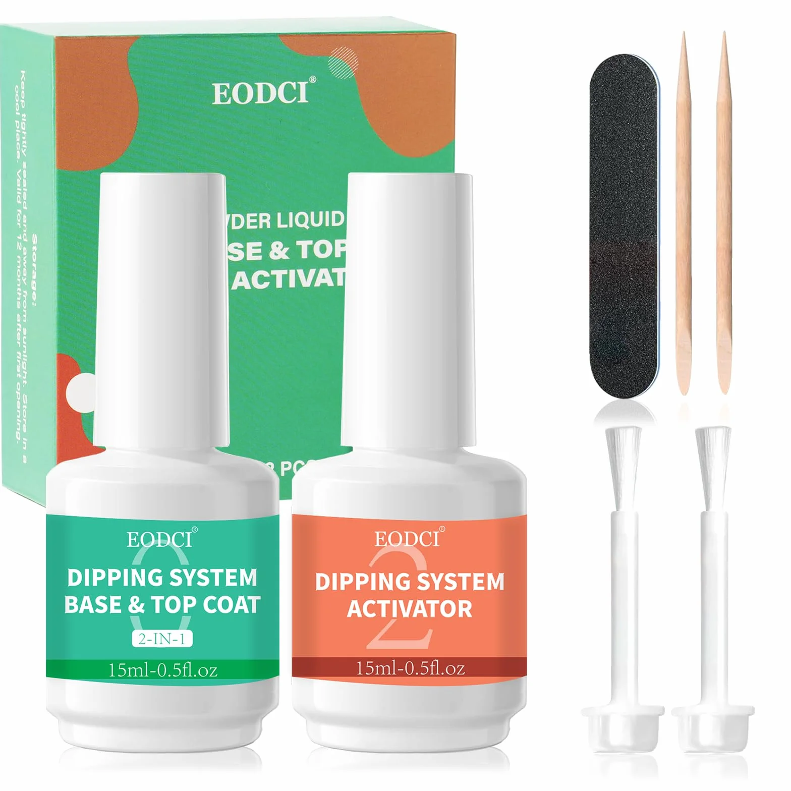 Dip Powder Liquid Set 2 en 1 Base Top Coat Activateur System Kit Trempage Poudre Ongles Acrylique Manucure
