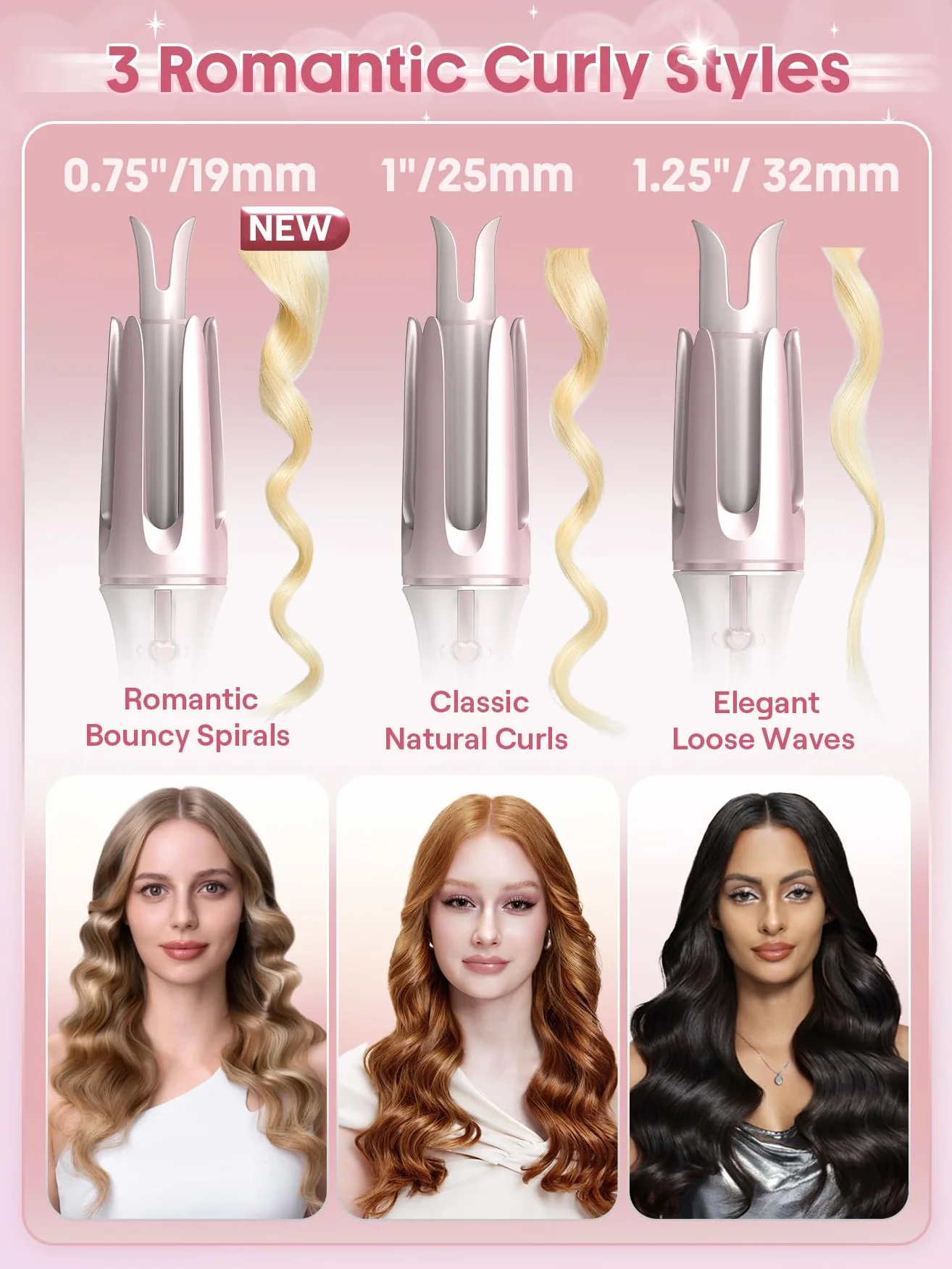SHEGLAM Cupid's Charm One-Touch 25mm Fer à boucler automatique avec revêtement en céramique