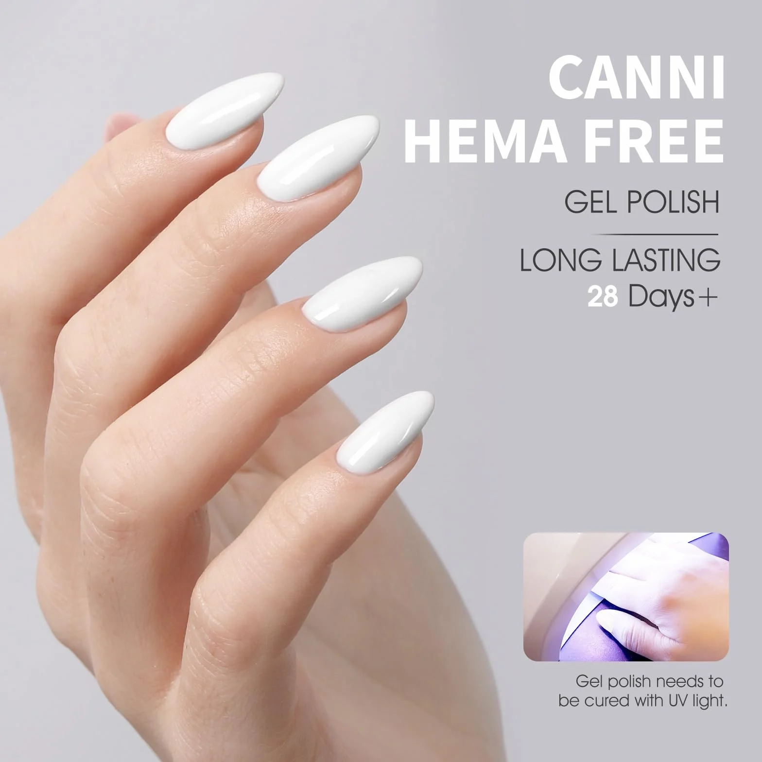 CANNI Vernis à Ongles UV Gel Semi Permanent Blanc White Gel Polish Soak off French Manicure