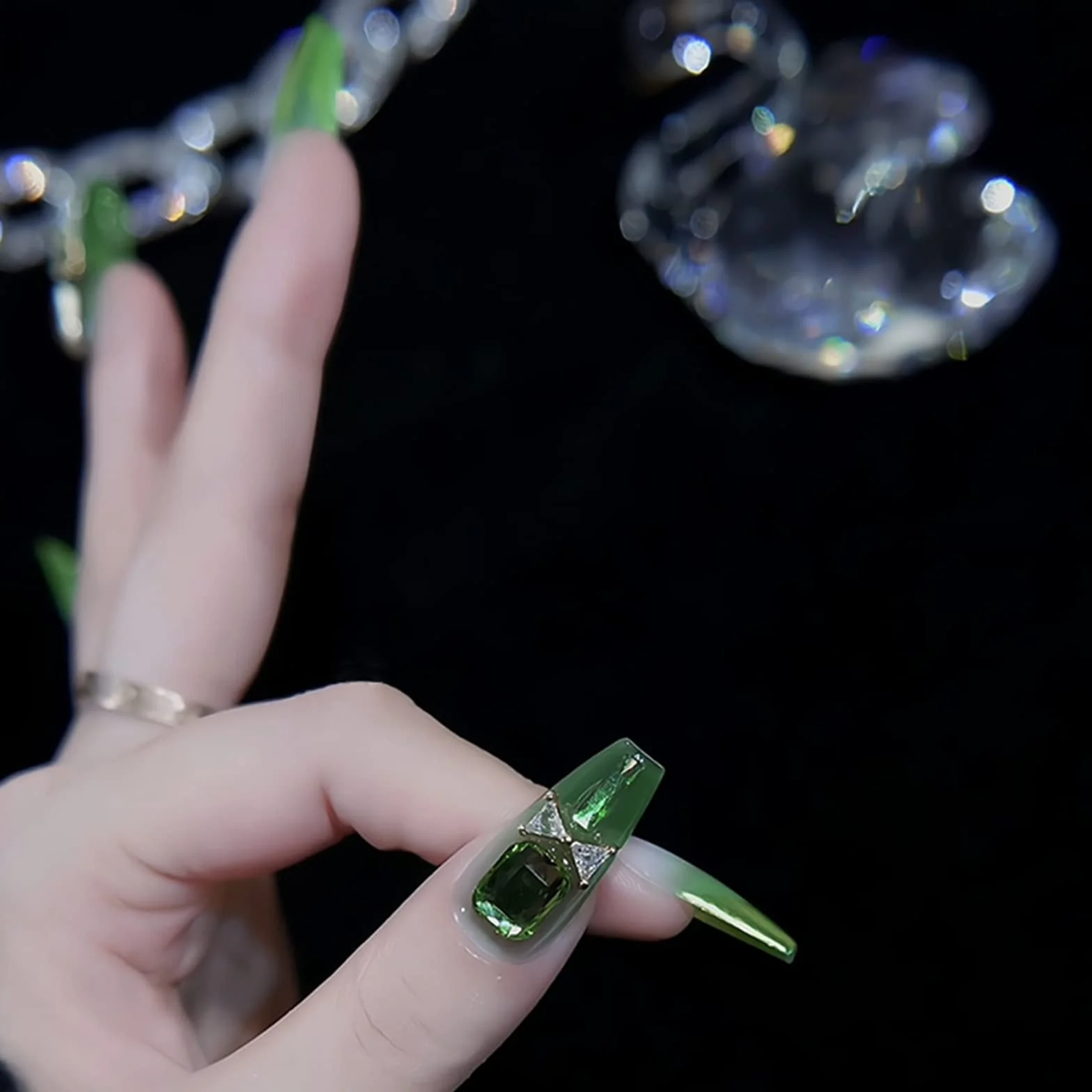 Poudre chrome ongle vert émeraude métallisé effet miroir pour vernis à ongles gel nail art