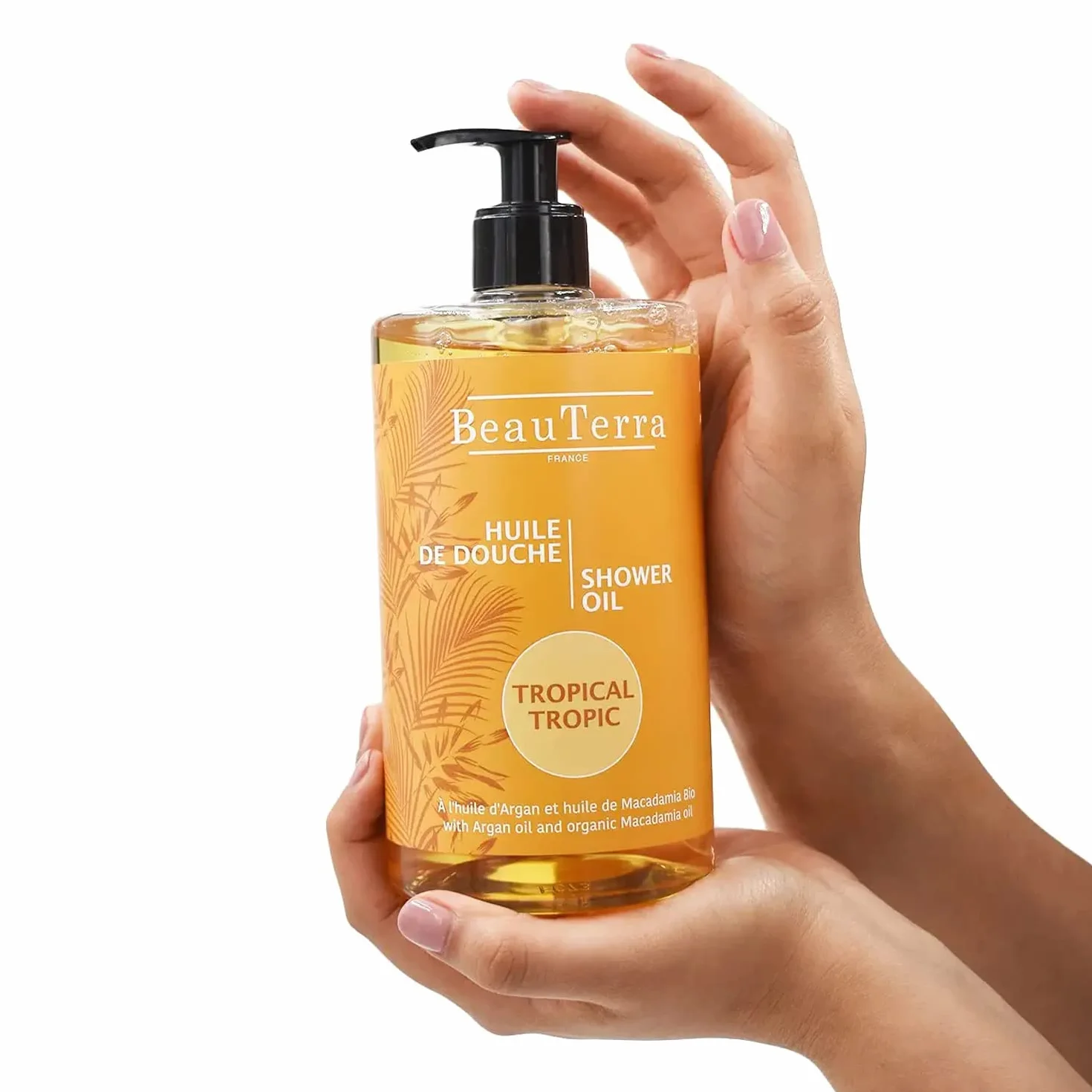 BeauTerra - Huile de Douche, 750 ml - Tropical - Sans Savon - à l'Huile d'Argan et Macadamia Bio - Hydrate et Rajeunit - Fabriqué en France (Lot de 2)