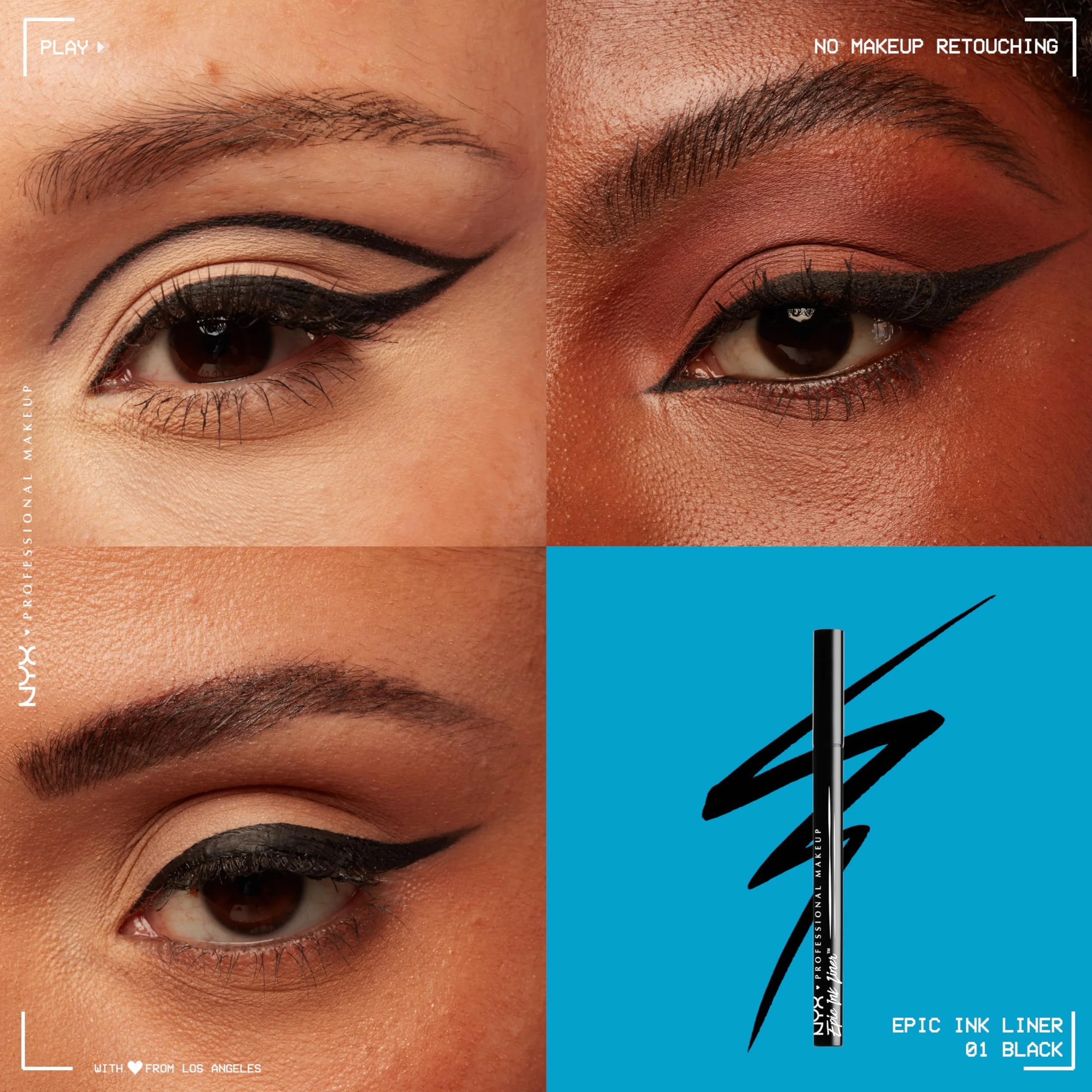 NYX Professional Makeup Epic Ink Liner Eyeliner Feutre Waterproof Black 01 Tracé Précis Couleur Intense Tenue Longue Durée